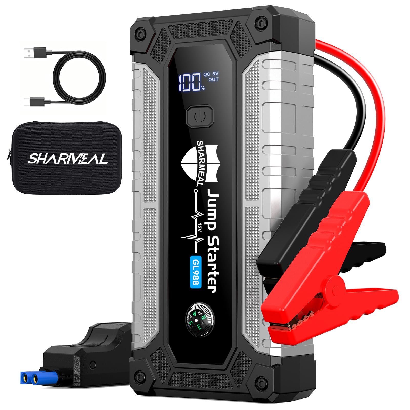 6000A Jump Starter, Portable Jump Starters 12V Car Battery - Product Imagery