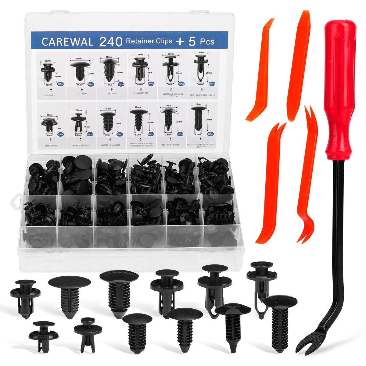 240 Pcs Bumper Clips Car Clips Plastic Rivets of 12 Most Popular - Product Imagery