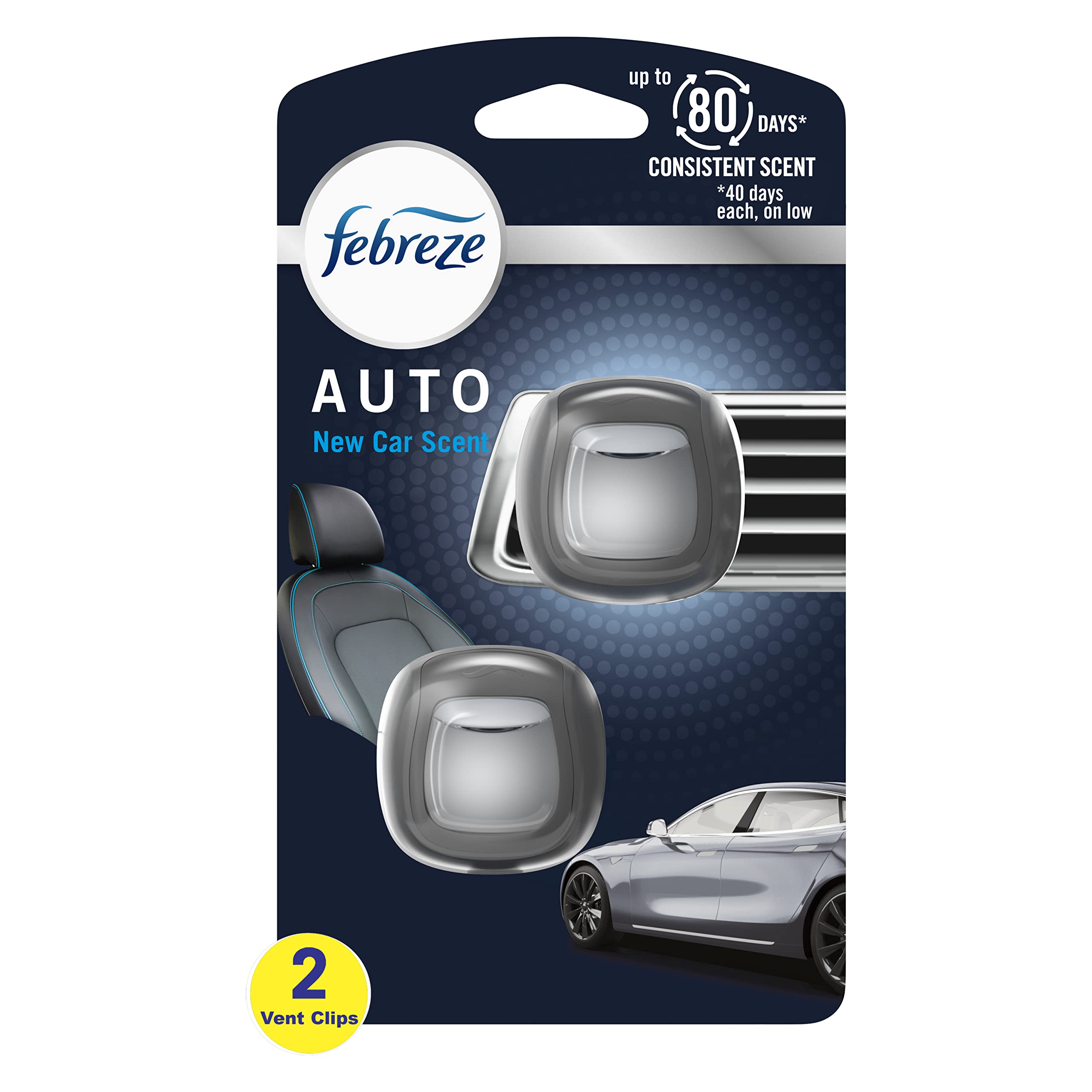 Febreze AUTO Air Freshener, Odor-Fighting Automotive Vent Clip, - Product Imagery