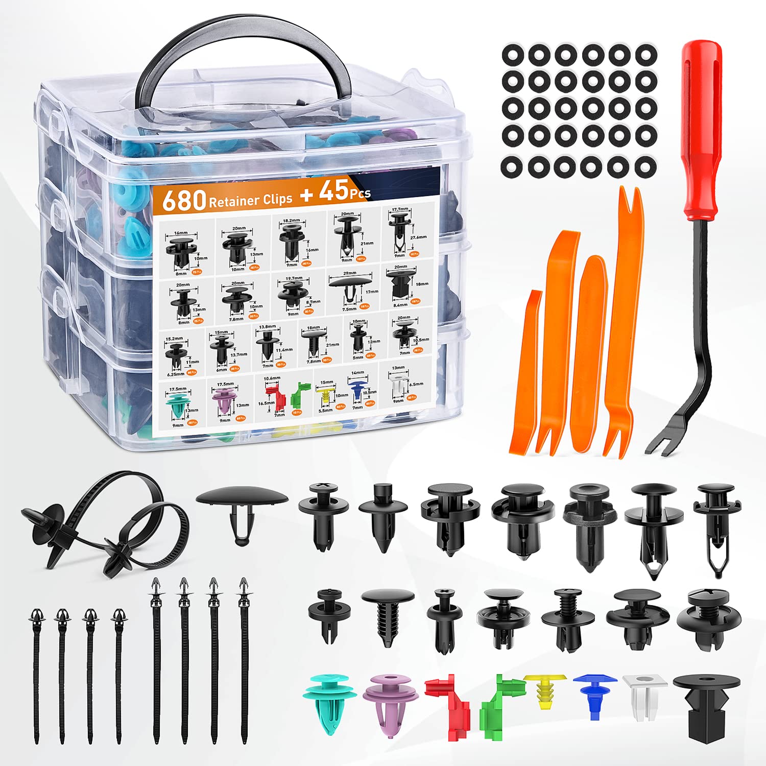 GOOACC 725Pcs Car Push Retainer Clips & Auto Fasteners - Product Imagery