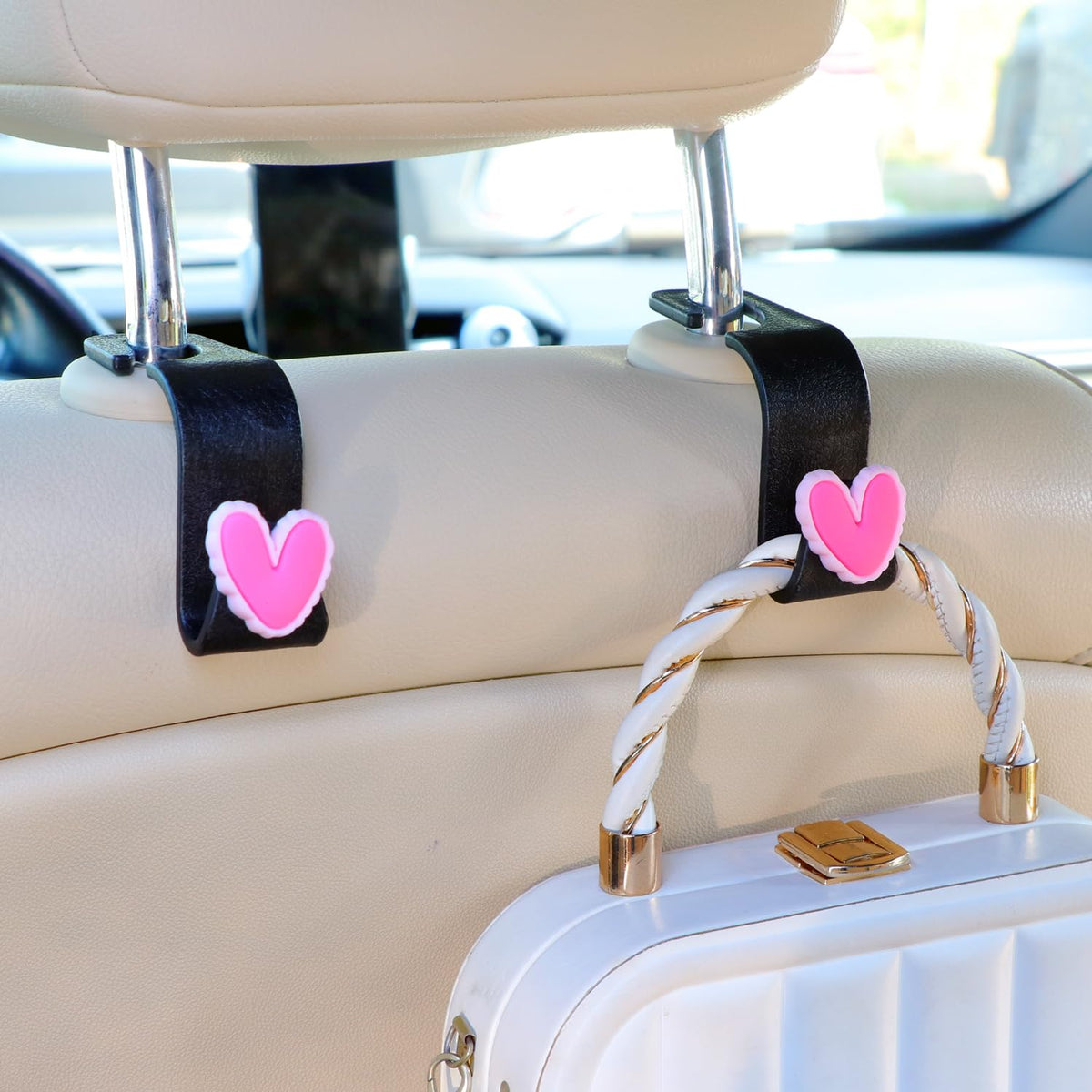 Car Seat Headrest Hook, Cute Heart Design Universal Vehicle - Product Imagery
