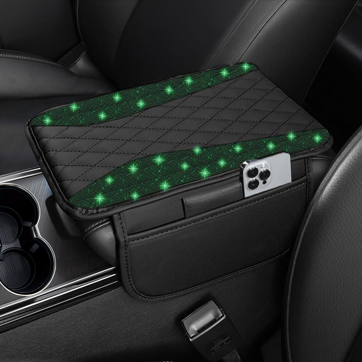 NBTEPEM Bling Car Center Console Cover, Leather Middle Console - Product Imagery