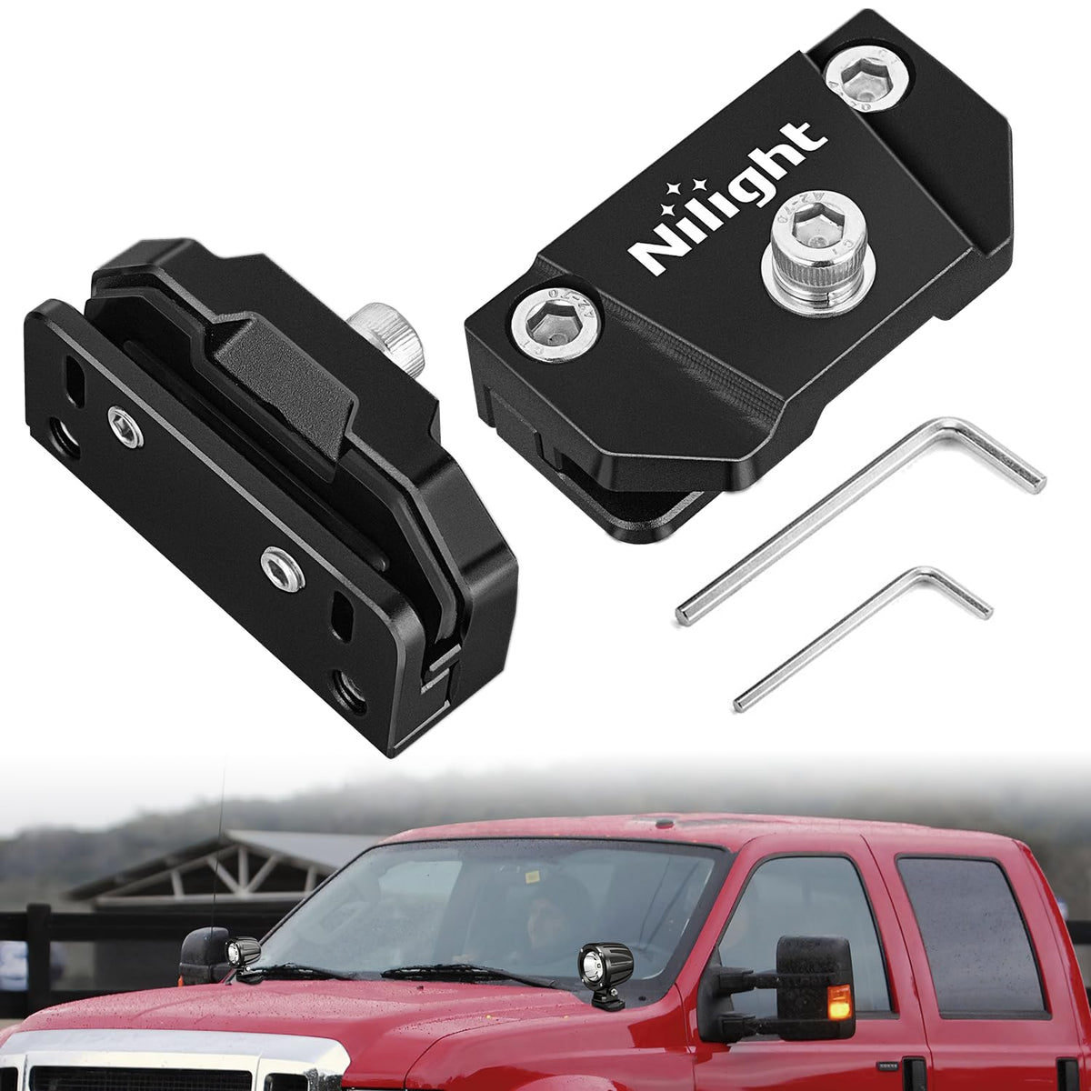 Nilight LED Light Bar Mounting Bracket 2PCS Universal Hood Pods - Product Imagery