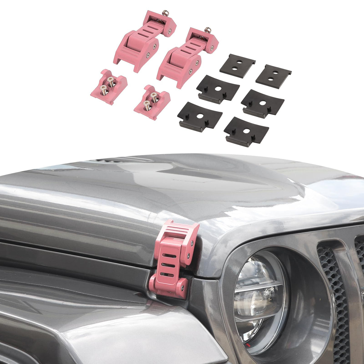 RT-TCZ for Wrangler Hood Latches Catch Kit Compatible with Jeep - Product Imagery