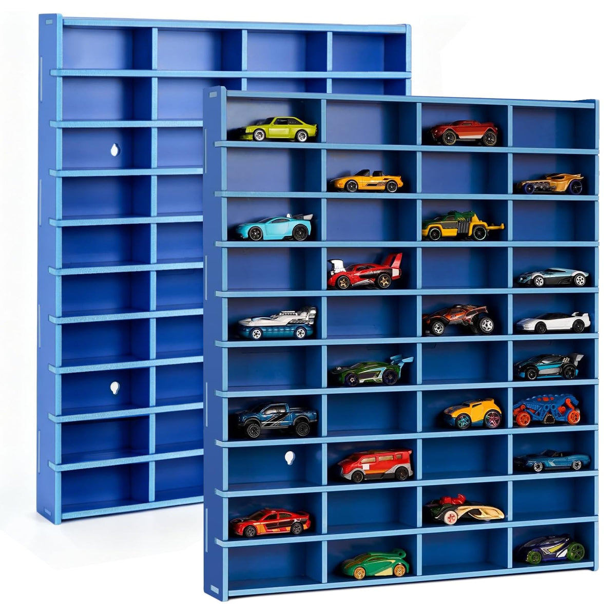 Krafetto 2 Pack 80-Slot Toy Car Display Shelves for 1/64 Cars, - Product Imagery