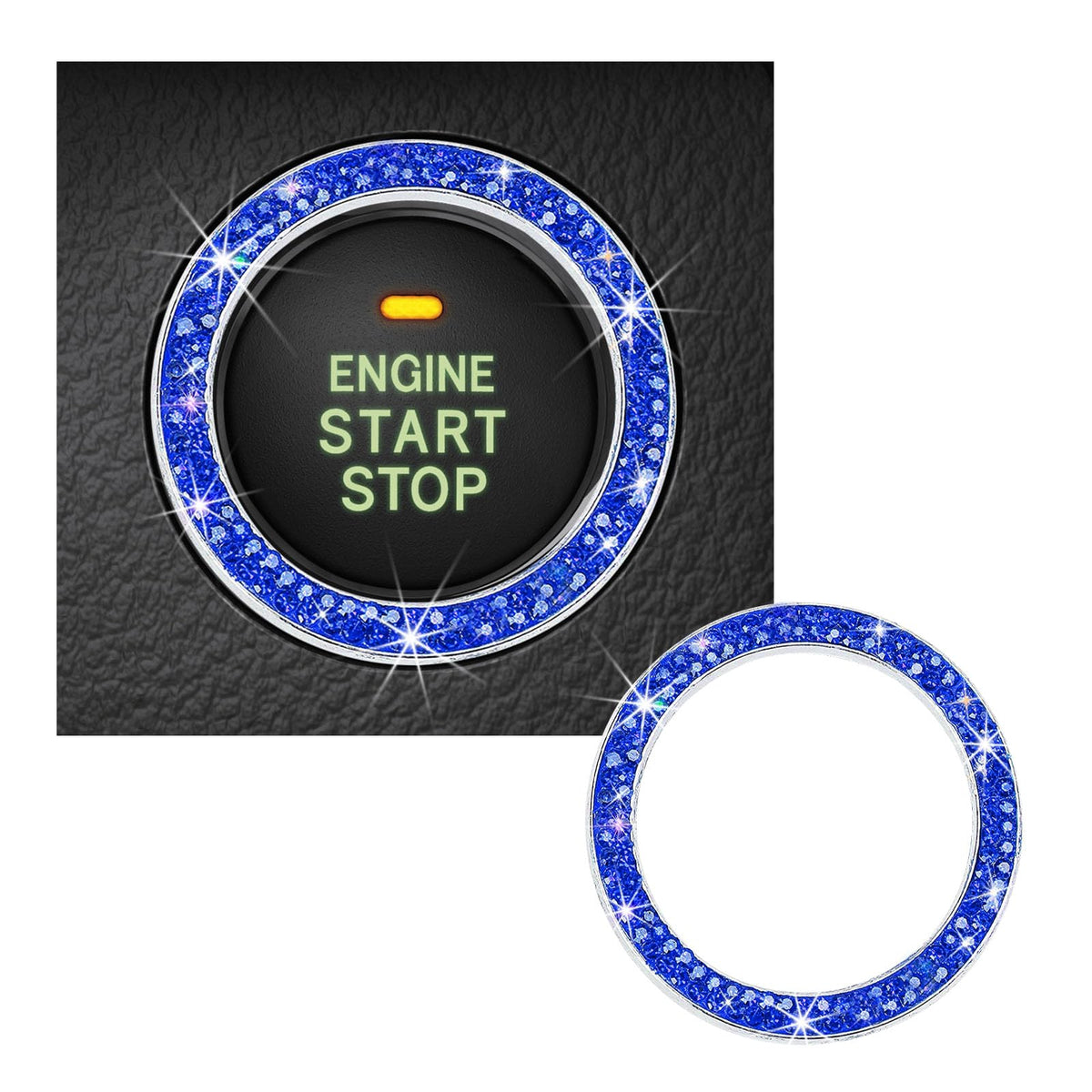 Kewucn Bling Crystal Double Rhinestone Car Engine Start - Product Imagery