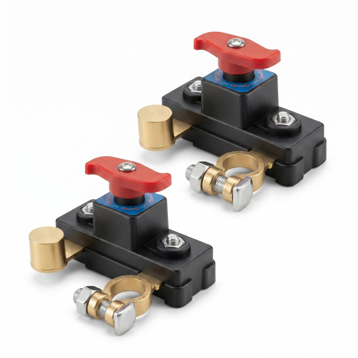 2Pcs Car Battery Disconnect Switch, Heavy Duty Pure Copper - Product Imagery