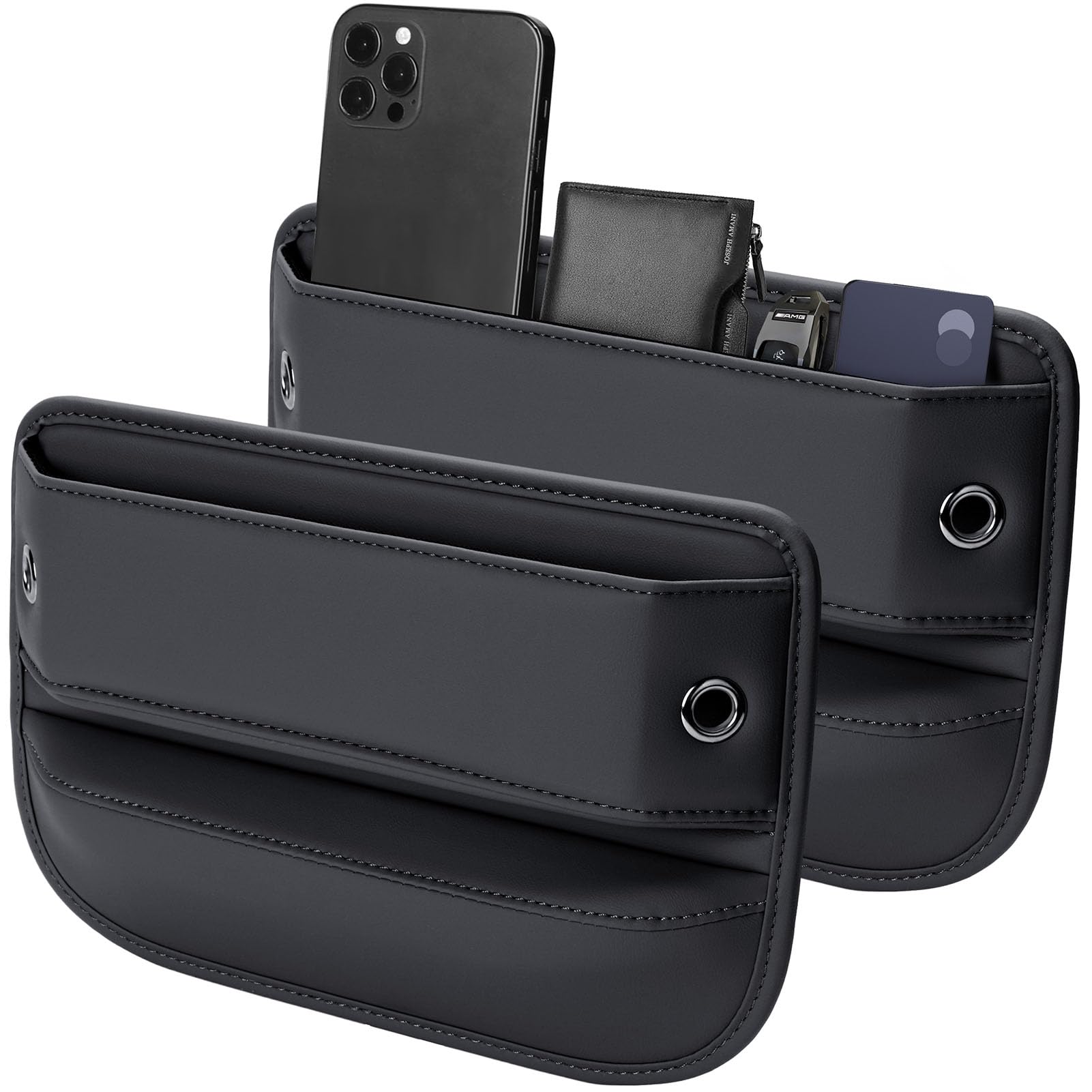 Premium Leather Car Seat Gap Filler Organizer (0.2”-1.2" Gaps), - Product Imagery