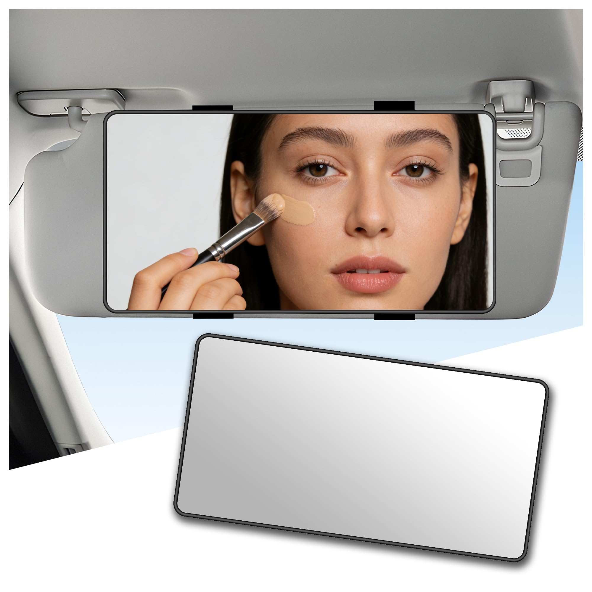 HD Large Car Mirror Vanity with Straps,Multifunctional CCar - Product Imagery
