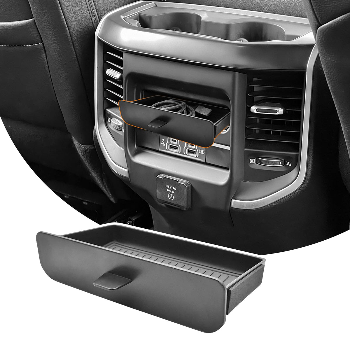 Rear Seat Storage Tray for 2019-2026 Dodge Ram 1500 2500 3500 - Product Imagery