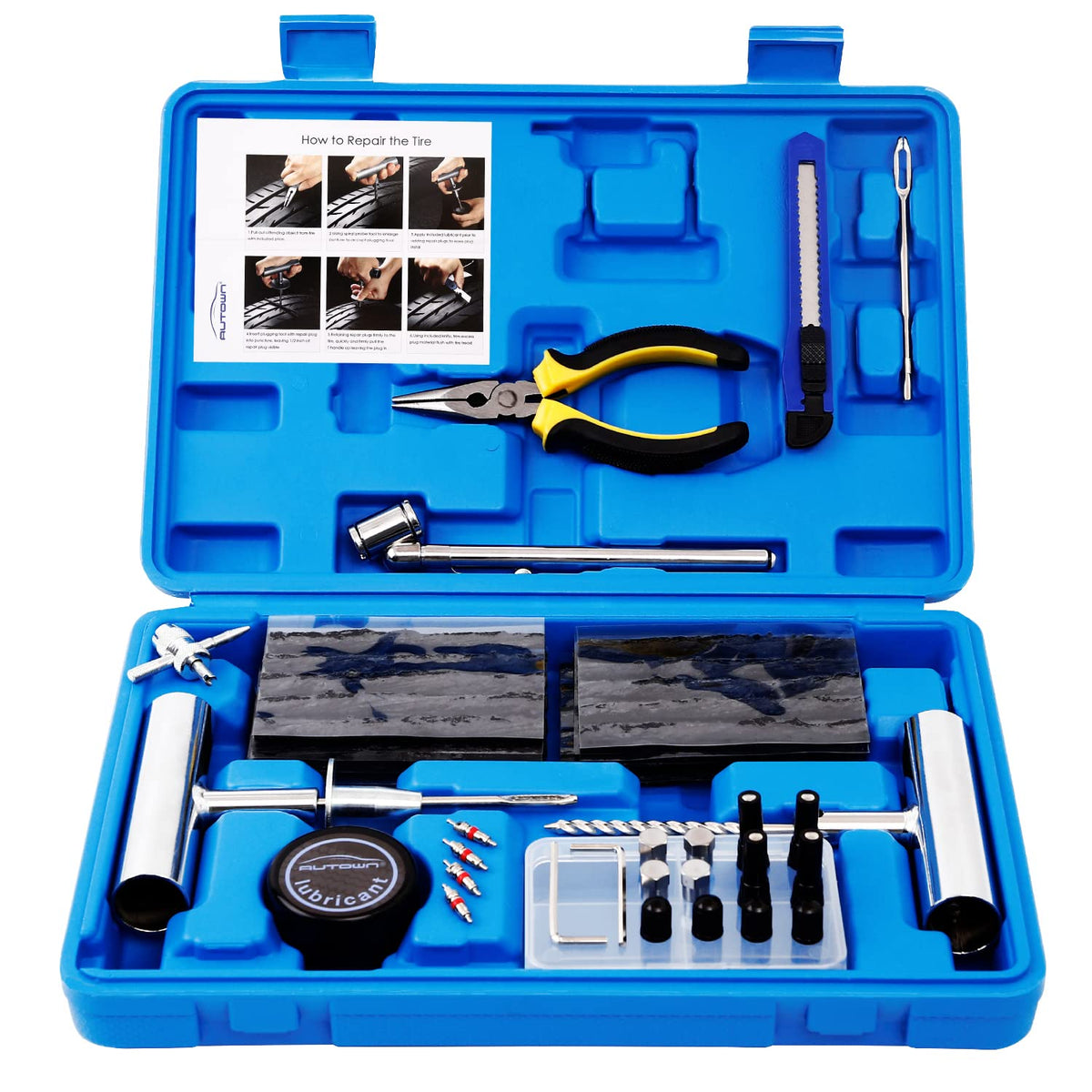 AUTOWN Flat Tire Repair Kit 68pcs, Heavy Duty Tire Plug Kit to - Product Imagery