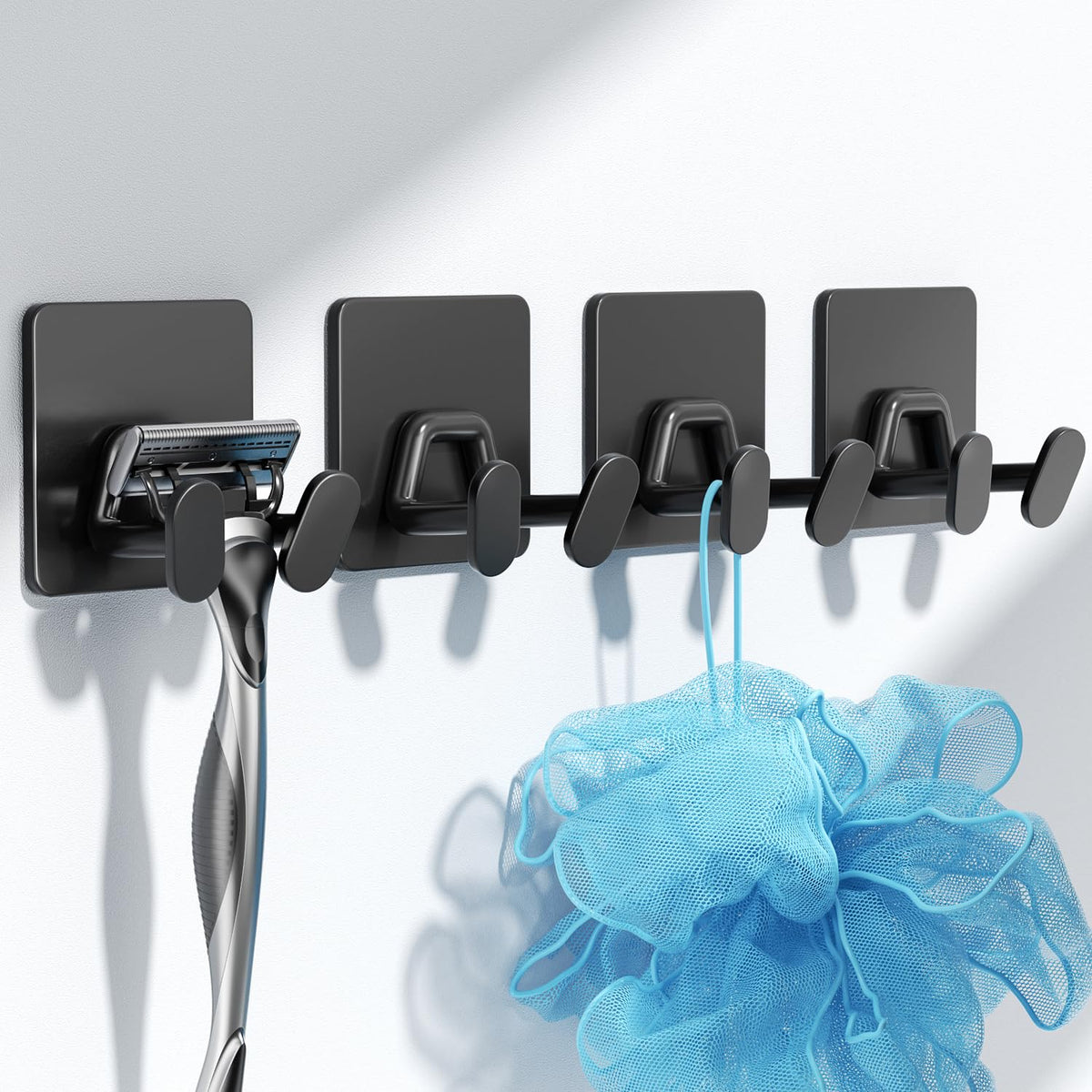 Adhesive Shower Hooks for Inside - Extra Sticky Stainless, Razor - Product Imagery