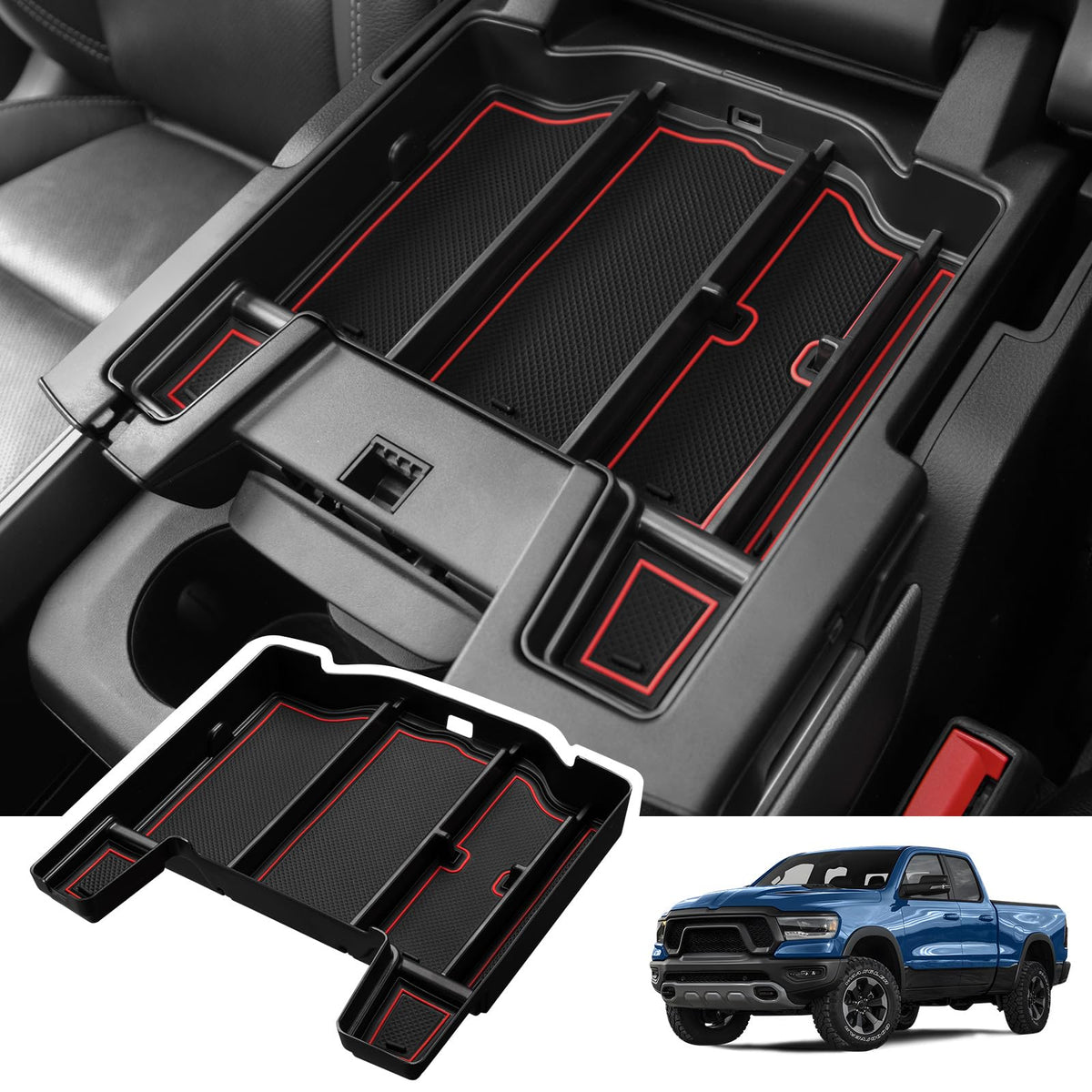 Motrobe Center Console Organizer for 2019-2026 Dodge RAM 1500 - Product Imagery