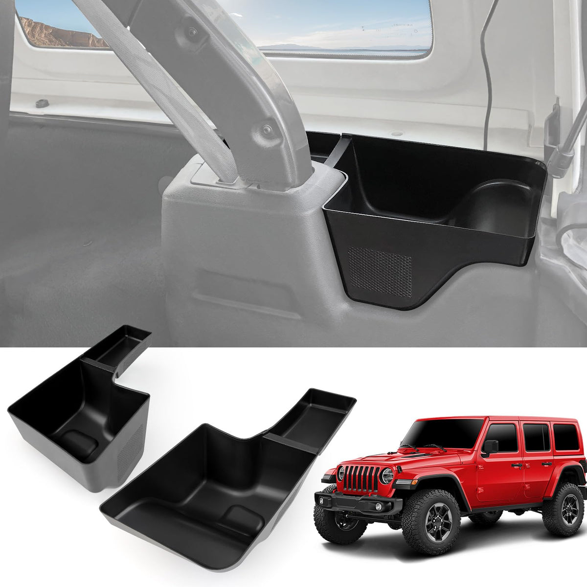 Wheel Well Storage Bin Fit for 2018-2023 Jeep Wrangler JL JLU - Product Imagery