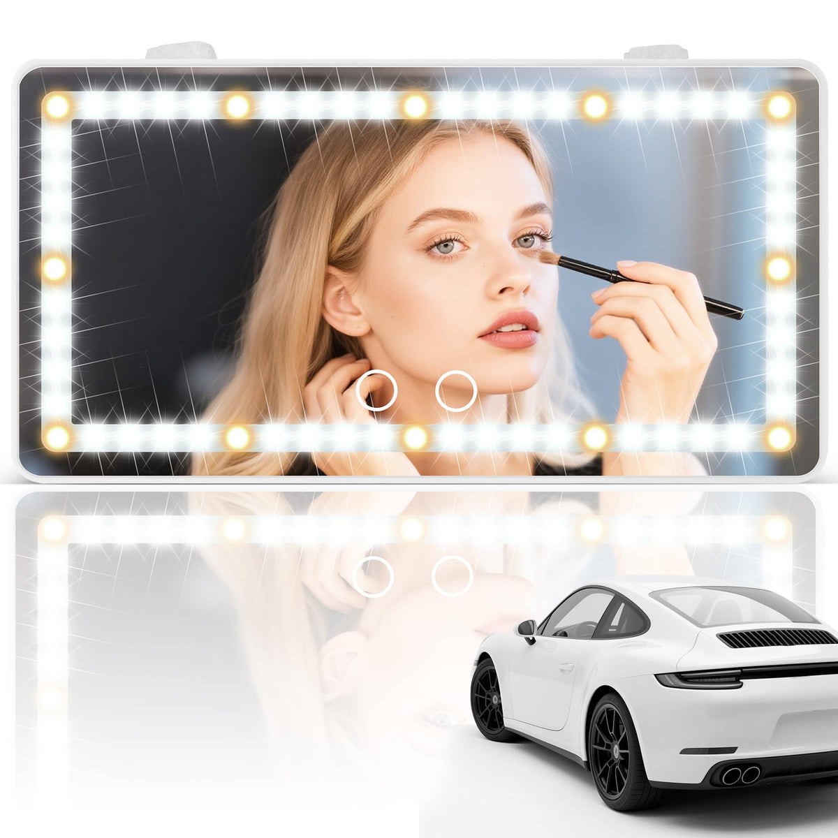 SINGARO Car Sun Visor Vanity Mirror - Rechargeable Makeup Mirror - Product Imagery