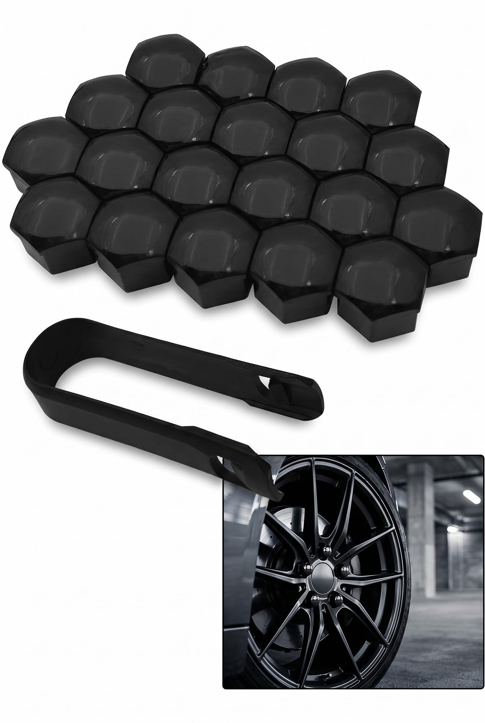 20PCS Lug Nut Covers, 21mm Plastic Dustproof Wheel Bolt Nut - Product Imagery