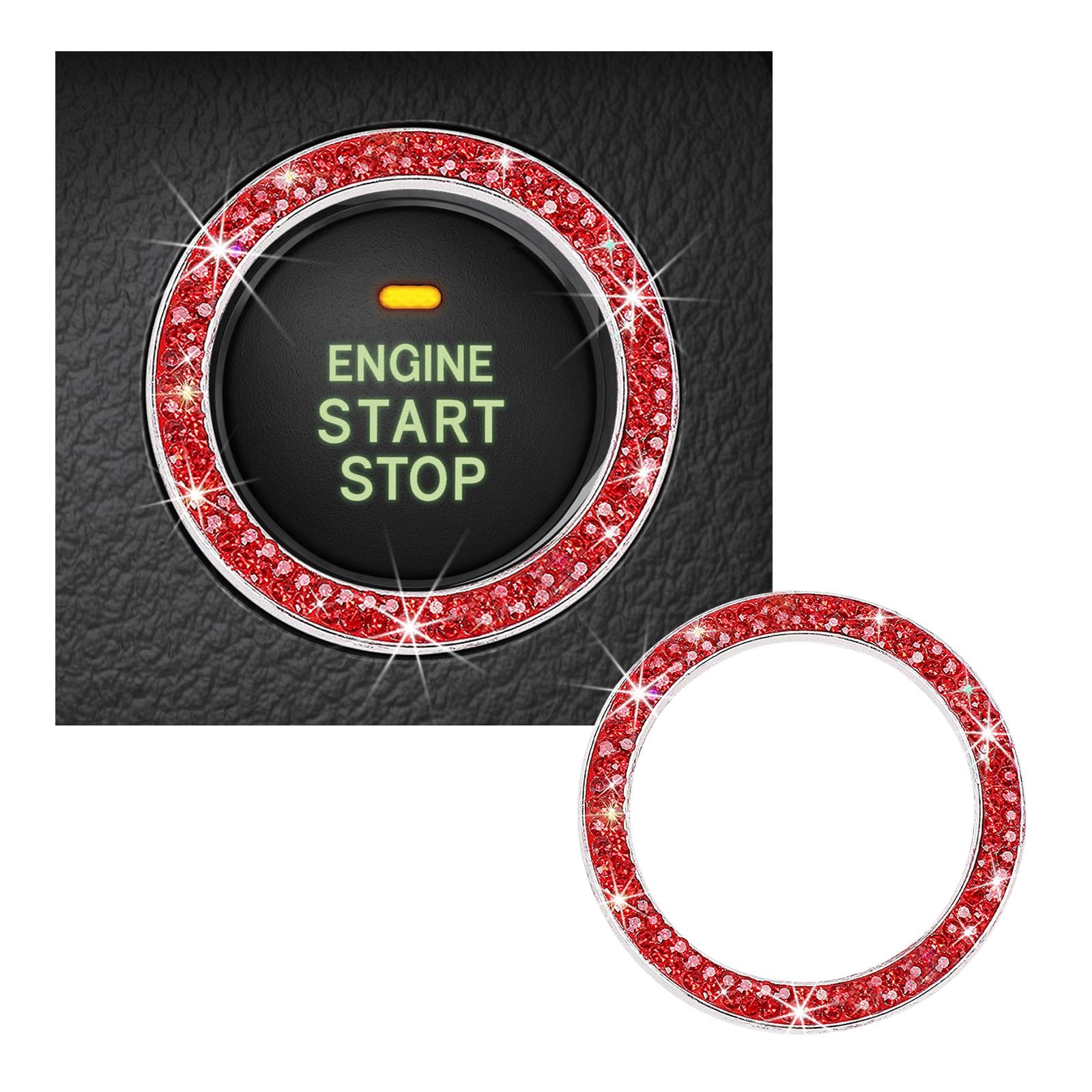 Kewucn Bling Crystal Double Rhinestone Car Engine Start - Product Imagery