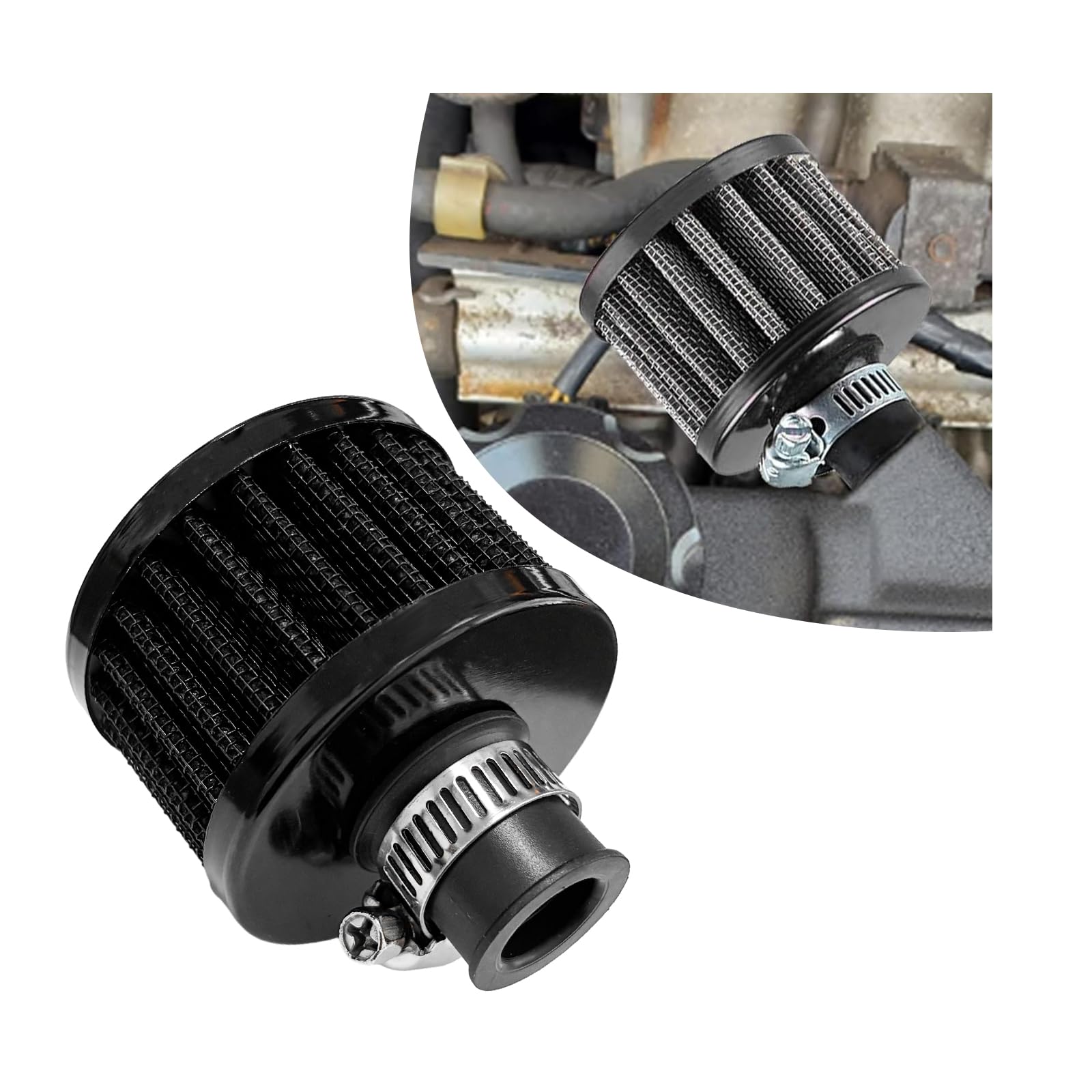 12mm Mini Air Filter, Universal Motor Cold Air Intake Filter - Product Imagery