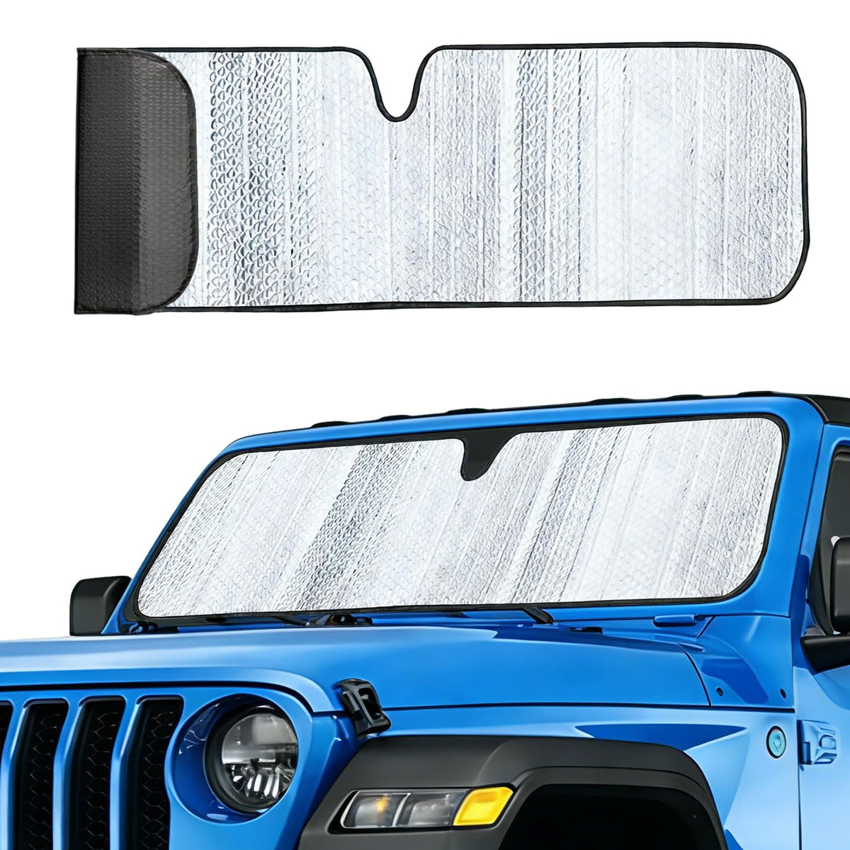Windshield Sun Shade Fit for Jeep Wrangler TJ JK JL &Gladiator - Product Imagery