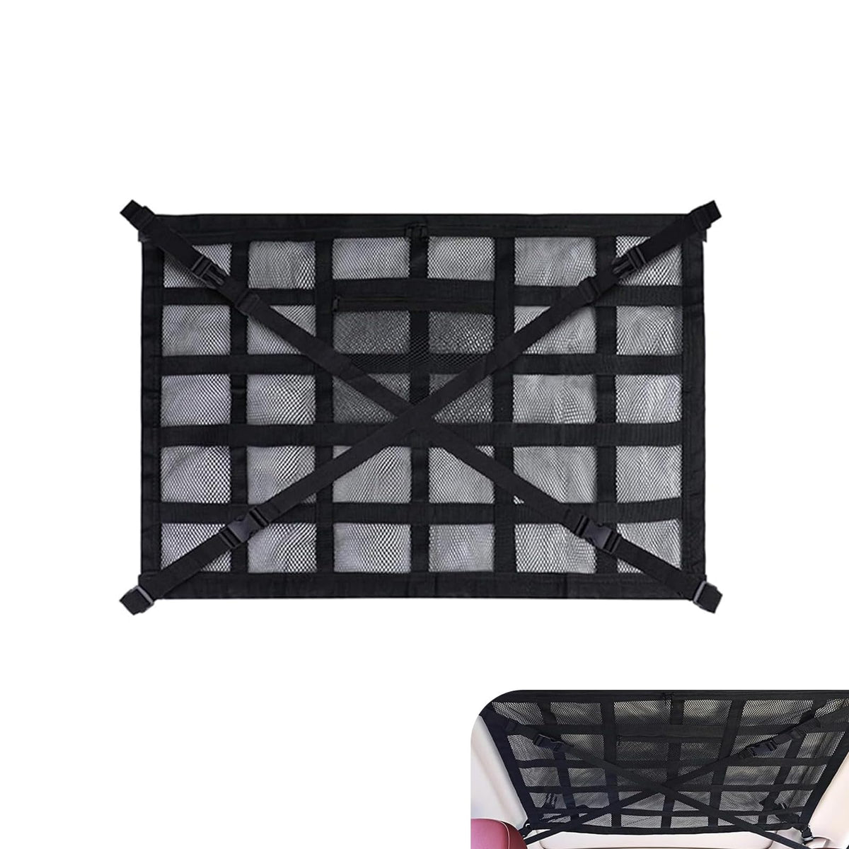 Double Layer Mesh Roof Storage Organizer, 31.5"x 21" Car Ceiling - Product Imagery
