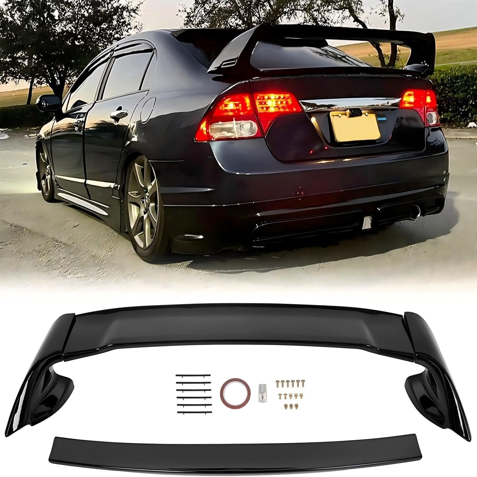 ECOTRIC Trunk Spoiler Wing Compatible with 2006-2011 Honda Civic - Product Imagery