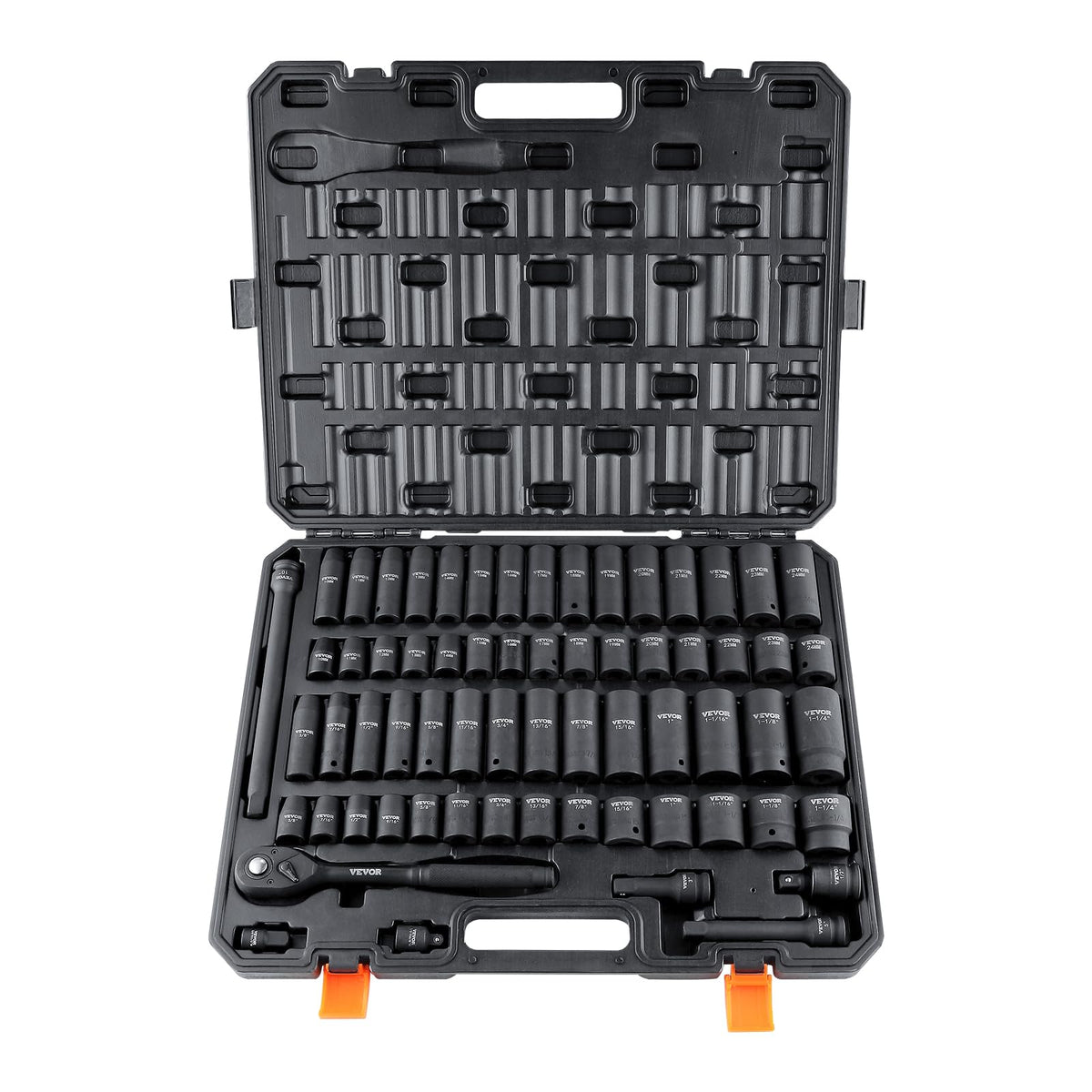 VEVOR 1/2" Drive Impact Socket Set 65 Piece, 3/8" to 1-1/4" and - Product Imagery