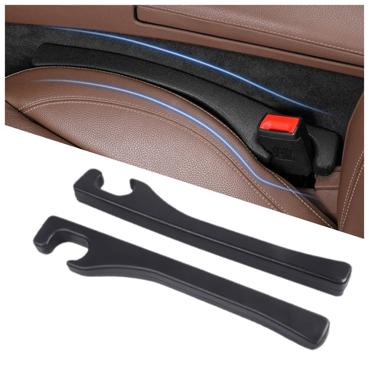 Hiseanllo Car Seat Gap Filler 2 Pack, Universal Fit PU Leather - Product Imagery