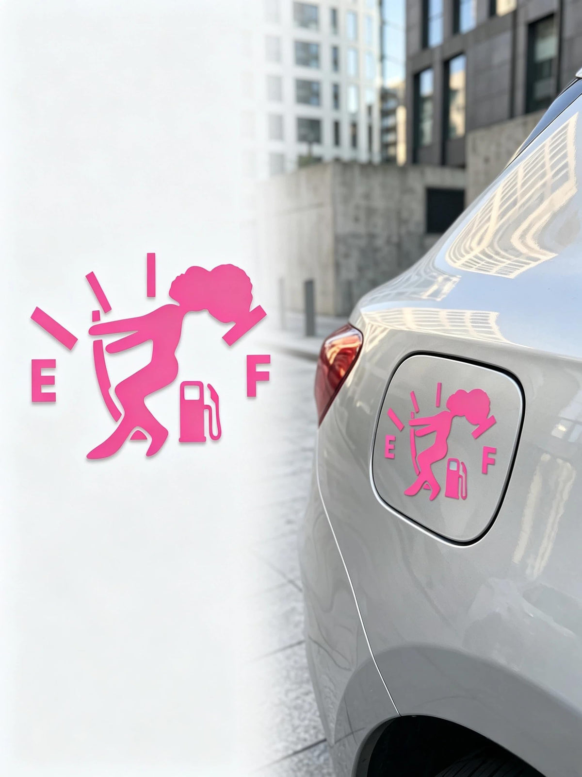 Gas Tank Sticker, Funny Fuel Gauge Decoration for Women, Pink - Product Imagery