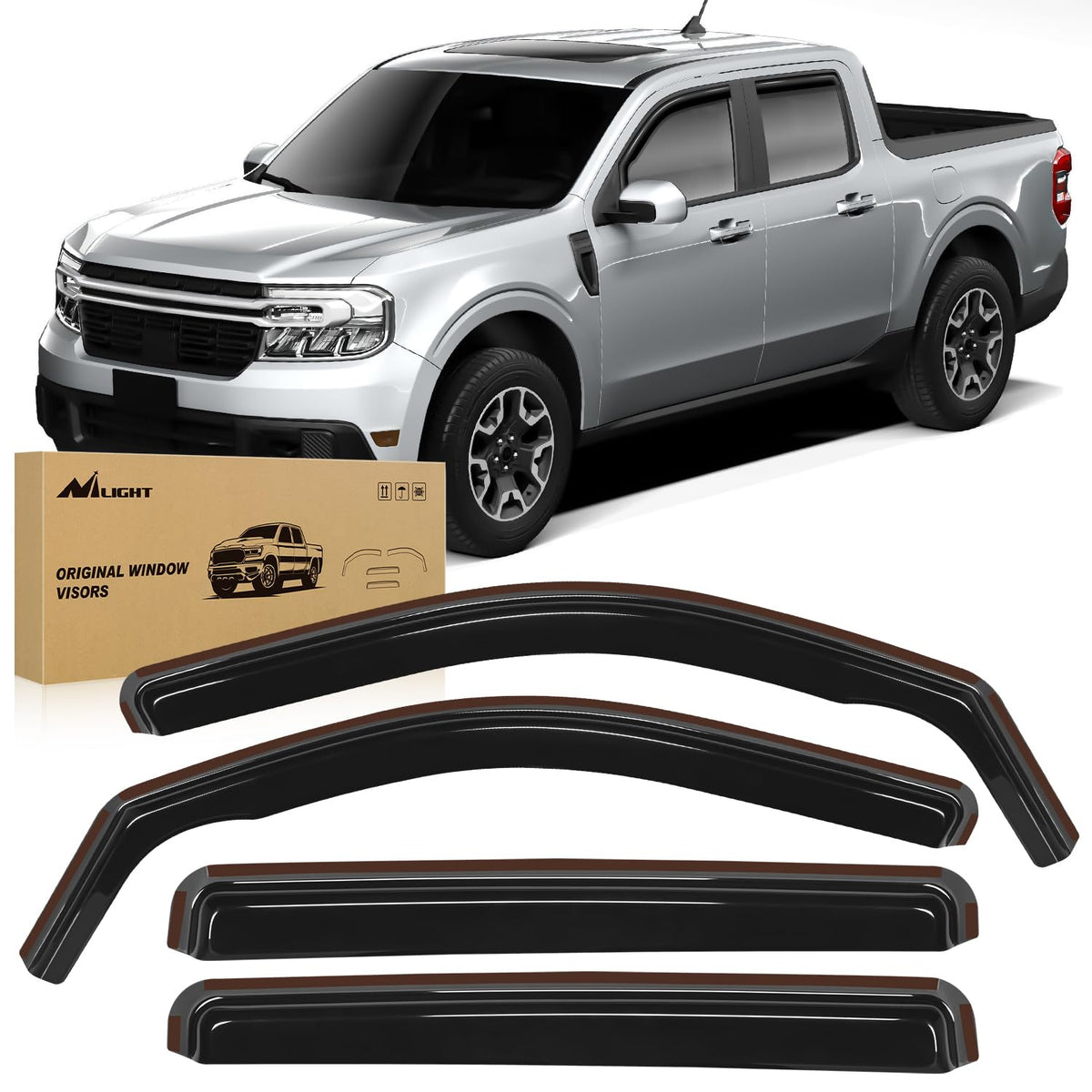 Nilight in-Channel Window Rain Guards for Ford Maverick - Product Imagery