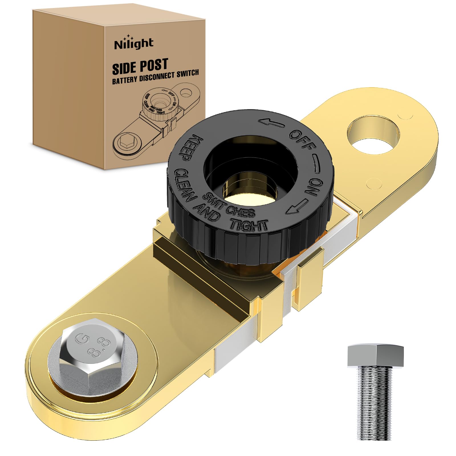 Nilight Side Post Knob Twist Battery Isolator Disconnect Master - Product Imagery