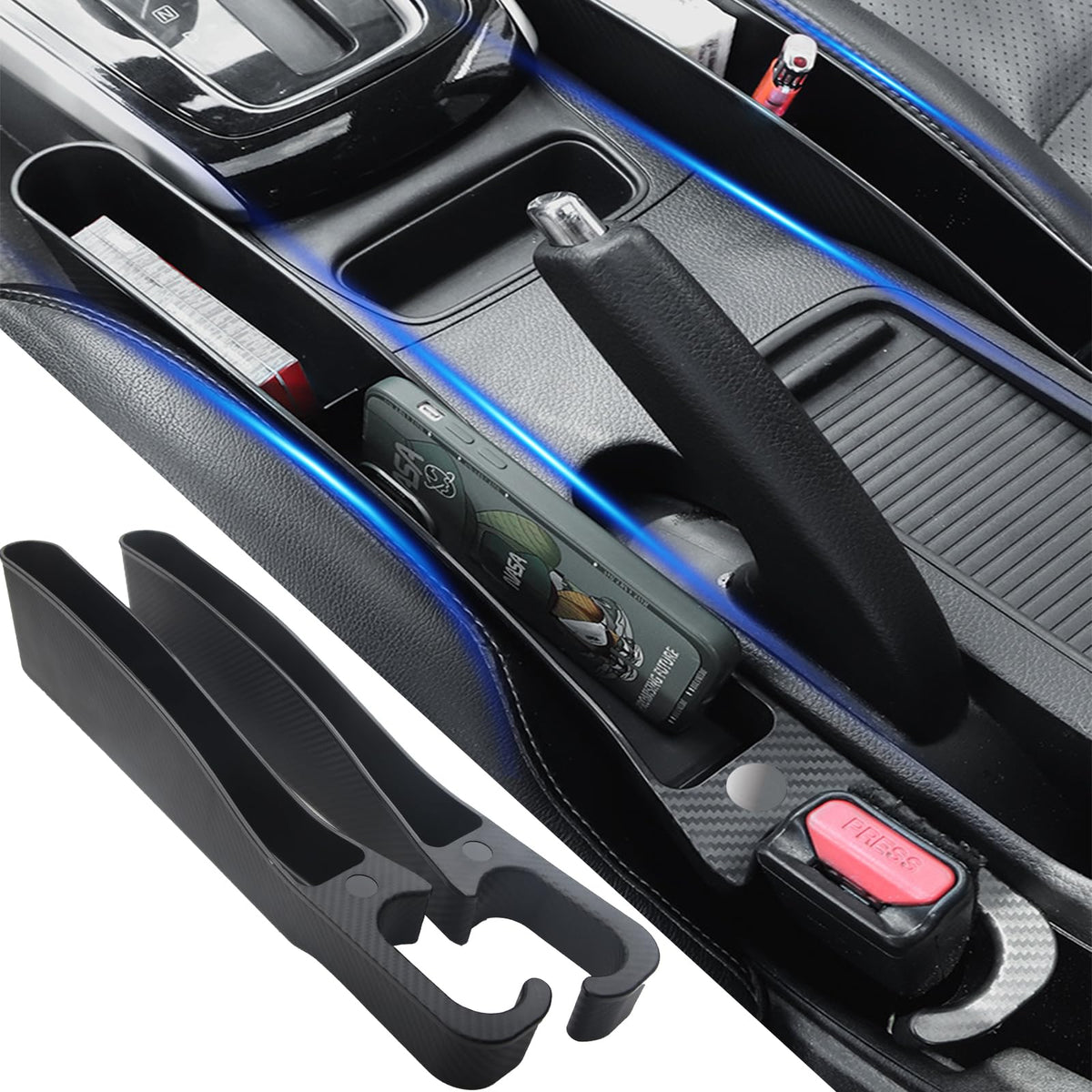 Car Seat Gap Filler Set of 2,Seat Gap Organizer, No Drop Seat - Product Imagery