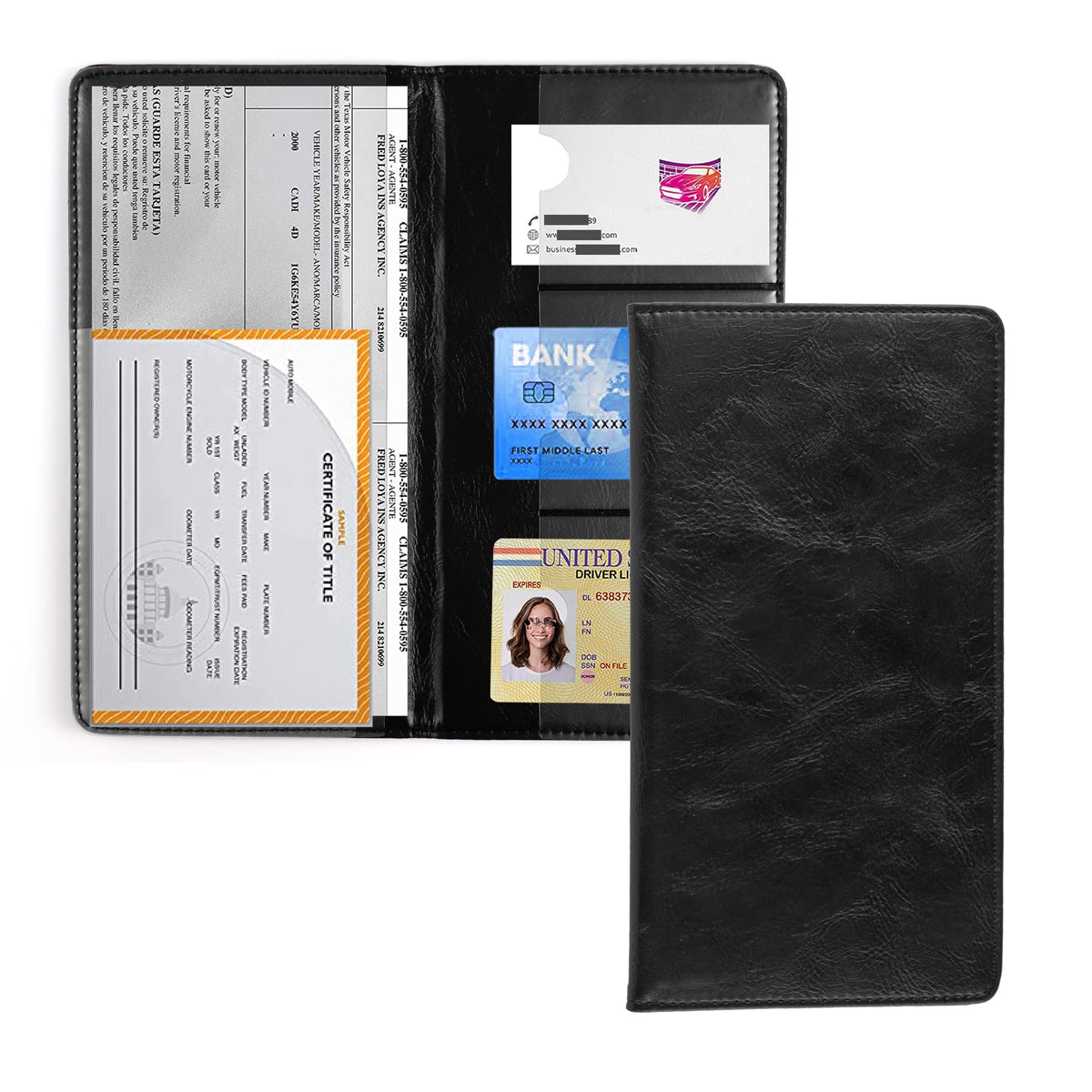 UYYE Auto Car Registration and Insurance Holder - PU Leather - Product Imagery