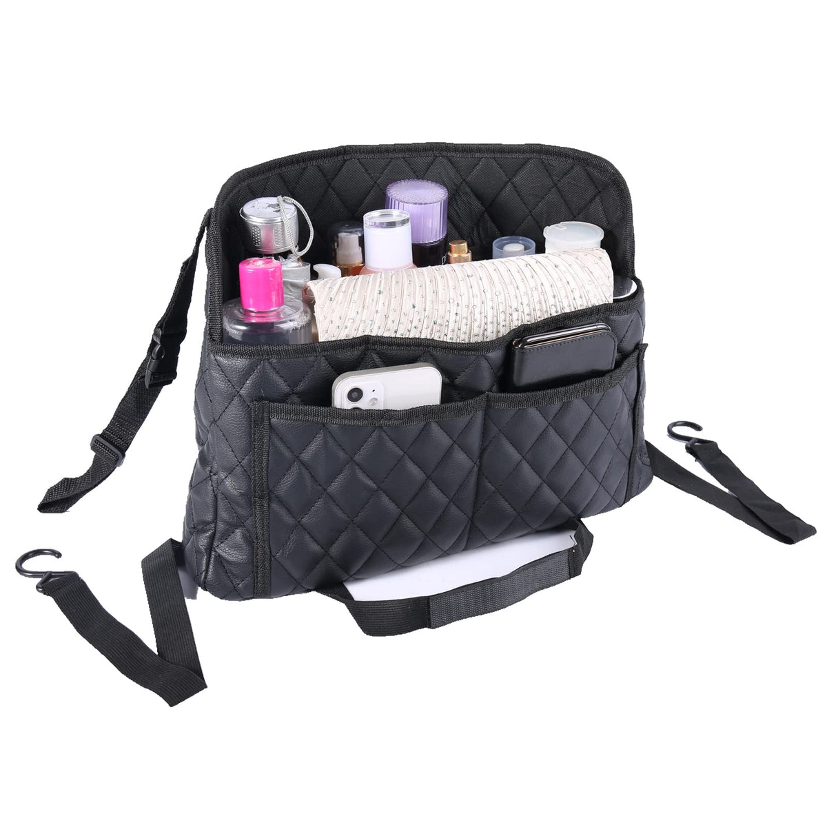 Modern Minimalist Car Seat Storage Bag - Black Faux Leather - Product Imagery