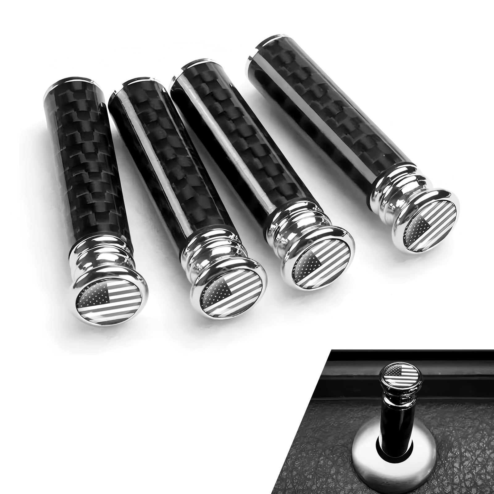 WZP 4PCS Car Door Lock Knobs, Carbon Fiber Door Lock Bolt Pin - Product Imagery