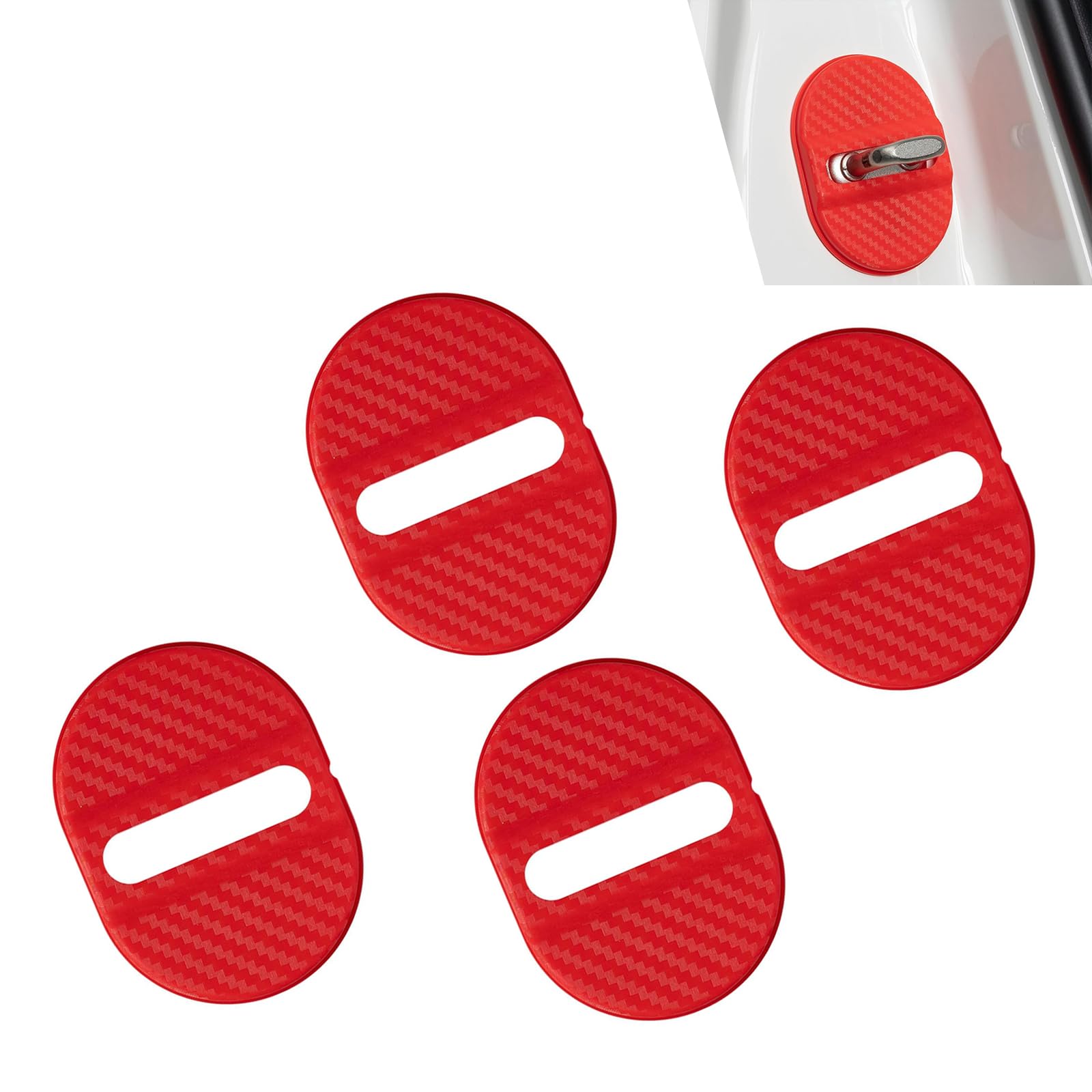 4PCS Car Door Lock Latches Cover, Carbon Fiber Car Door Lock - Product Imagery