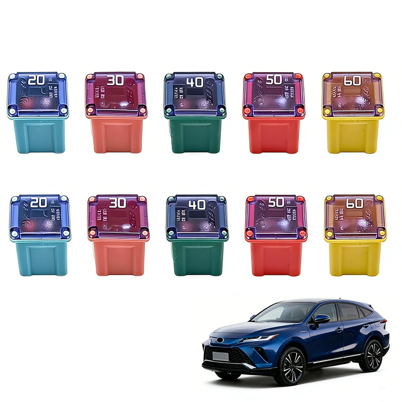 10PCS Car Fuse Combination, Low Profile Box Shaped Automotive - Product Imagery