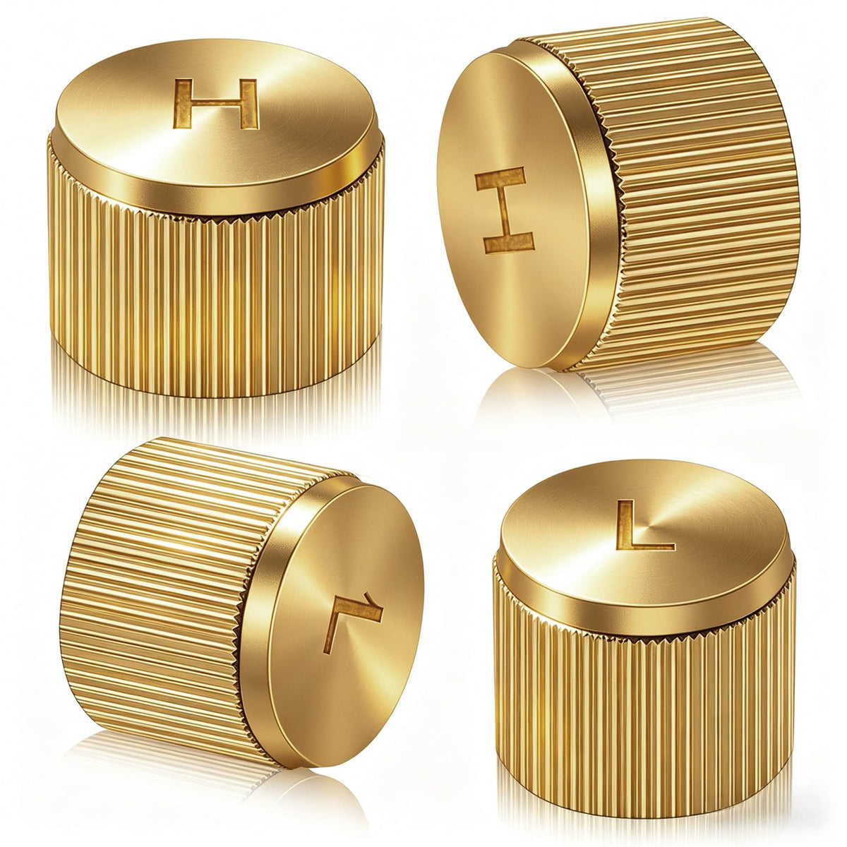 4Pcs AC Valve Caps Stem Car, Brass High & Low Pressure Service - Product Imagery