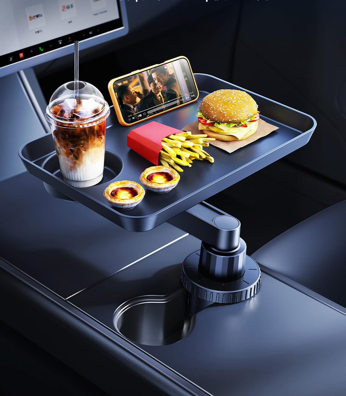Car Cup Holder Tray, Car Food Tray Table for Car Eating Lunch, - Product Imagery