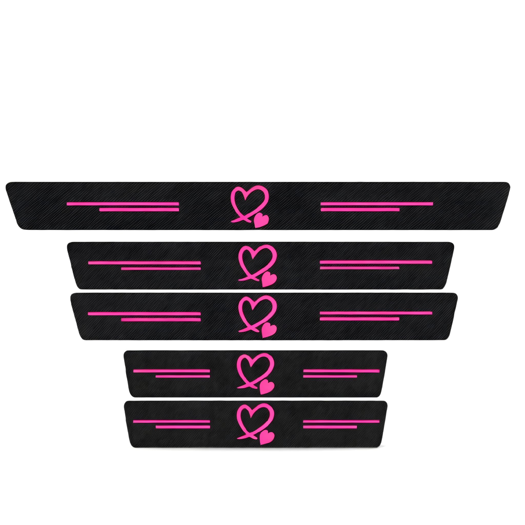 5 PCS Car Heart Pattern Door Sill Protector, Carbon Fiber - Product Imagery