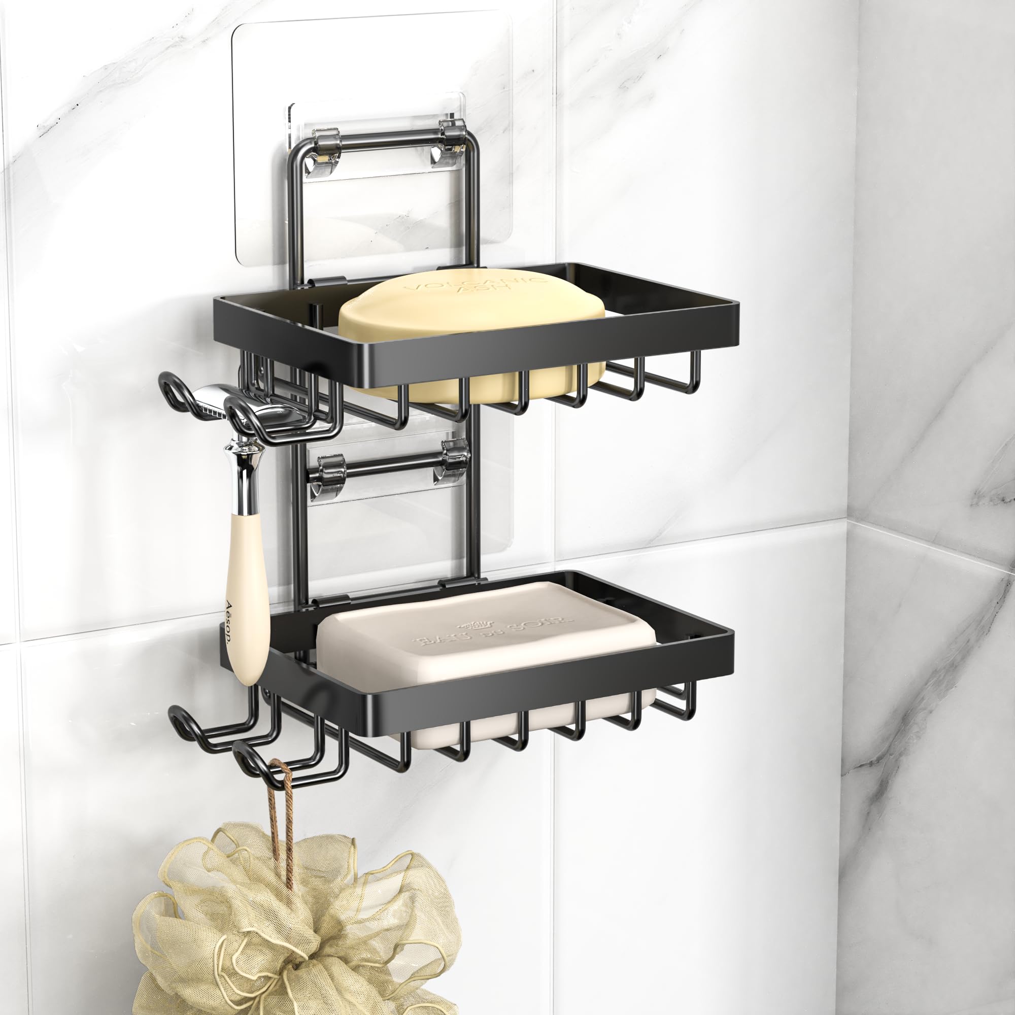 Moforoco Double Soap Bar Holder for Shower, No Drilling, 304 - Product Imagery