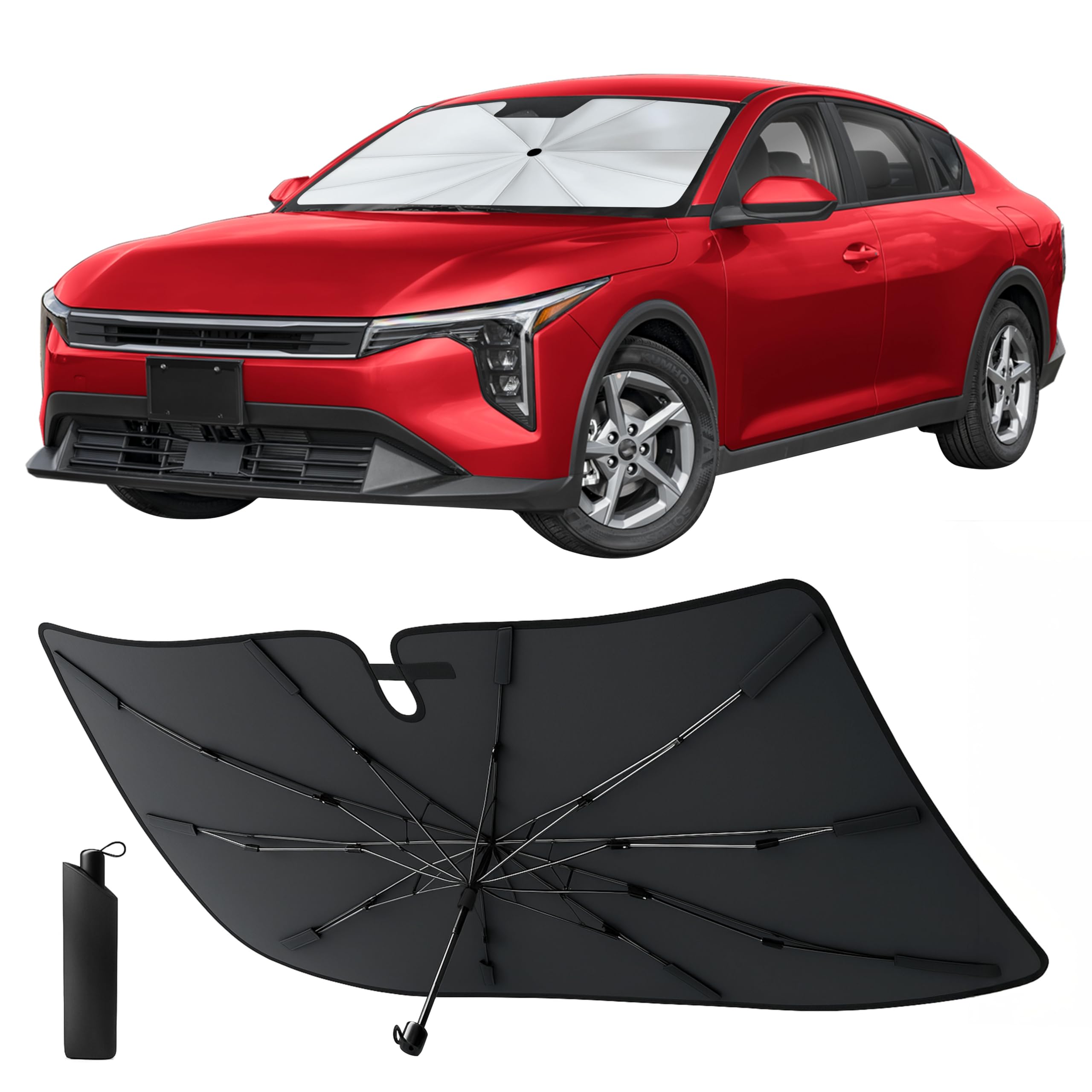 Econour Windshields Sun Shade for Car, Foldable Car Sunshade & - Product Imagery