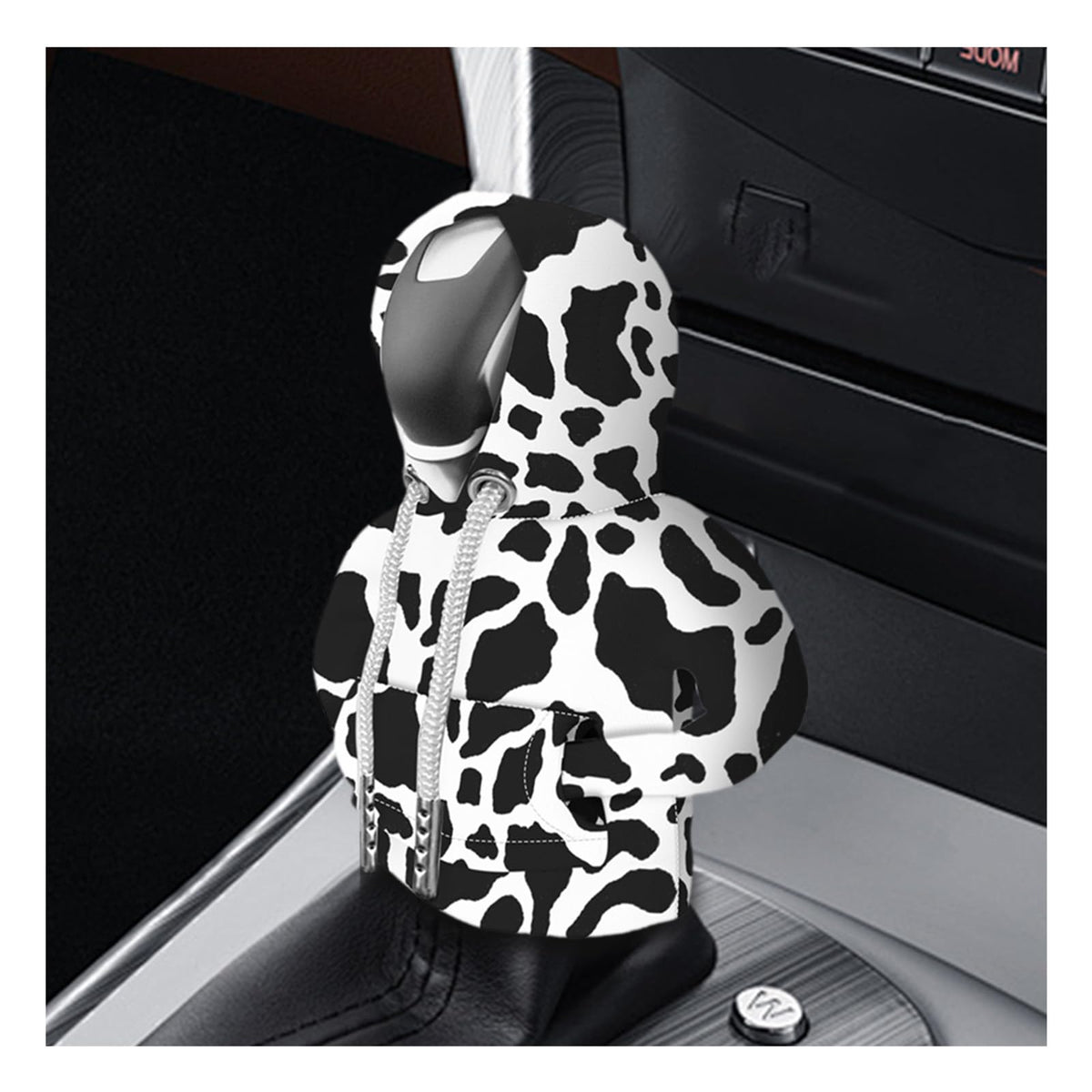 SuperKaKa Car Cow Print Gear Shift Knob Hoodie Cover- Universal - Product Imagery