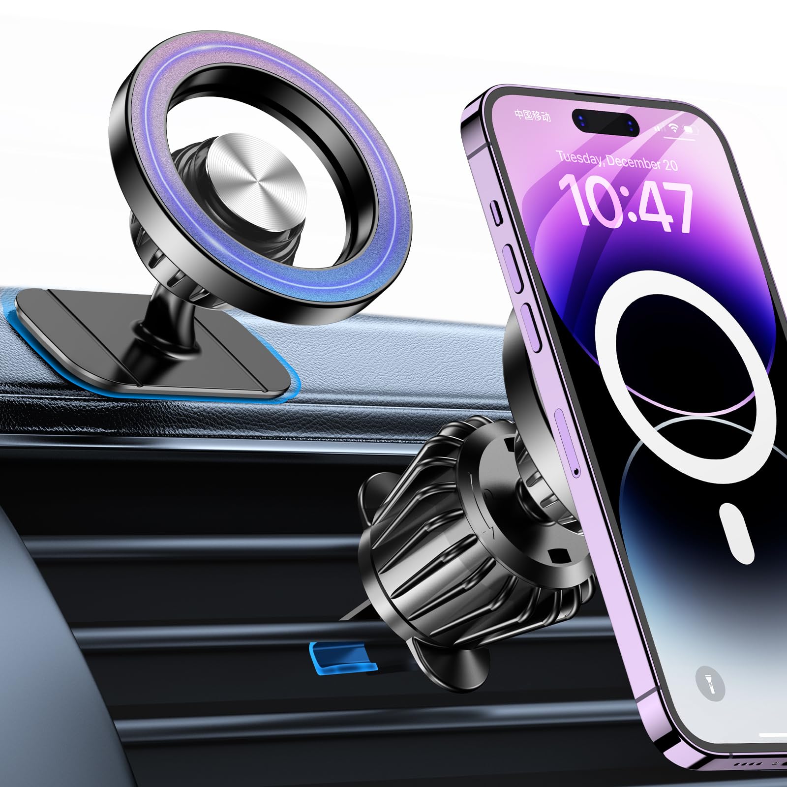 for iPhone Magsafe car Mount【20 Strong Magnets】Magnetic Phone - Product Imagery