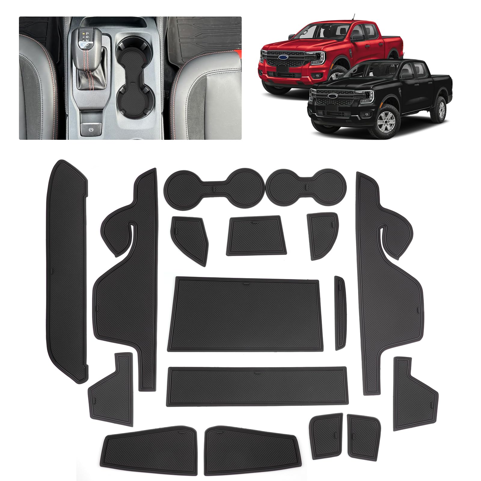 for Door Slot Mats for 2024-2026 Ford Ranger, Center Console - Product Imagery