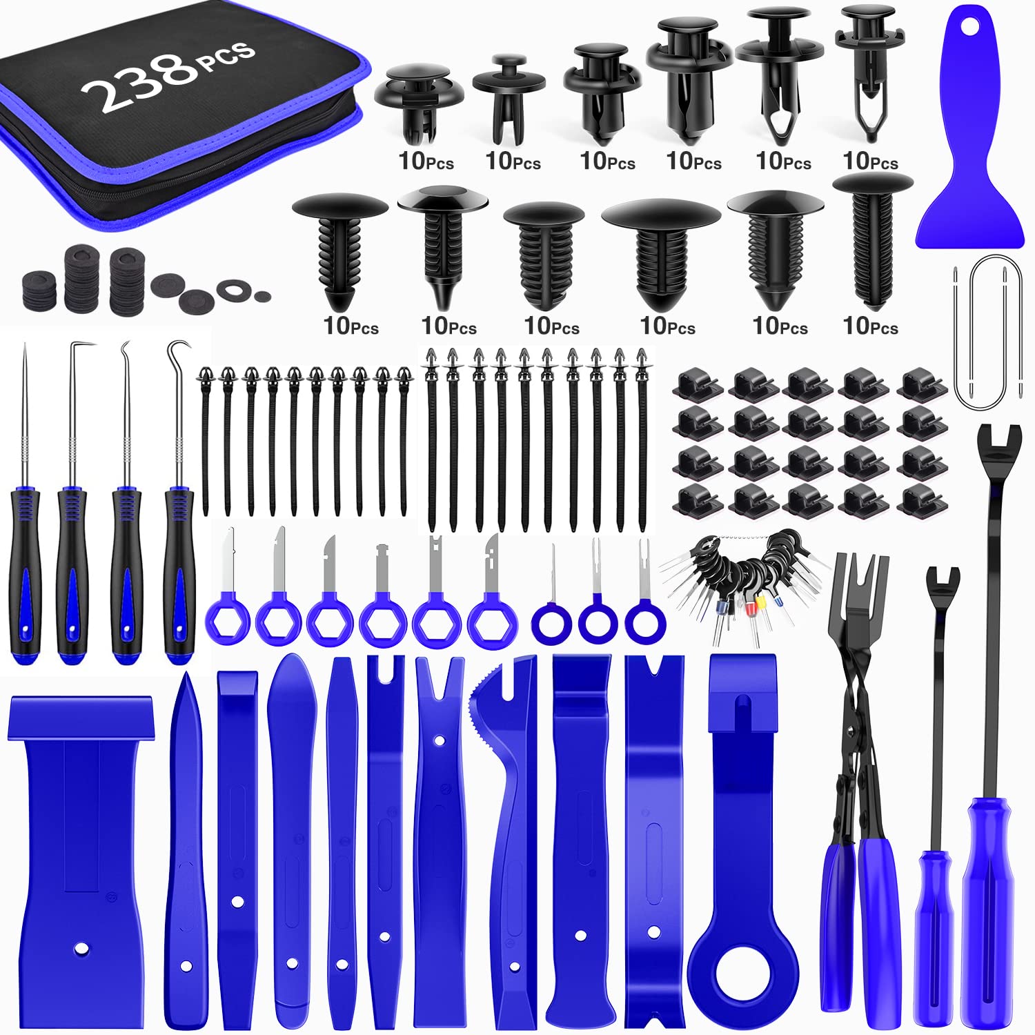 GOOACC 238Pcs Auto Trim Removal Tool and Push Pin Retainer Clip - Product Imagery