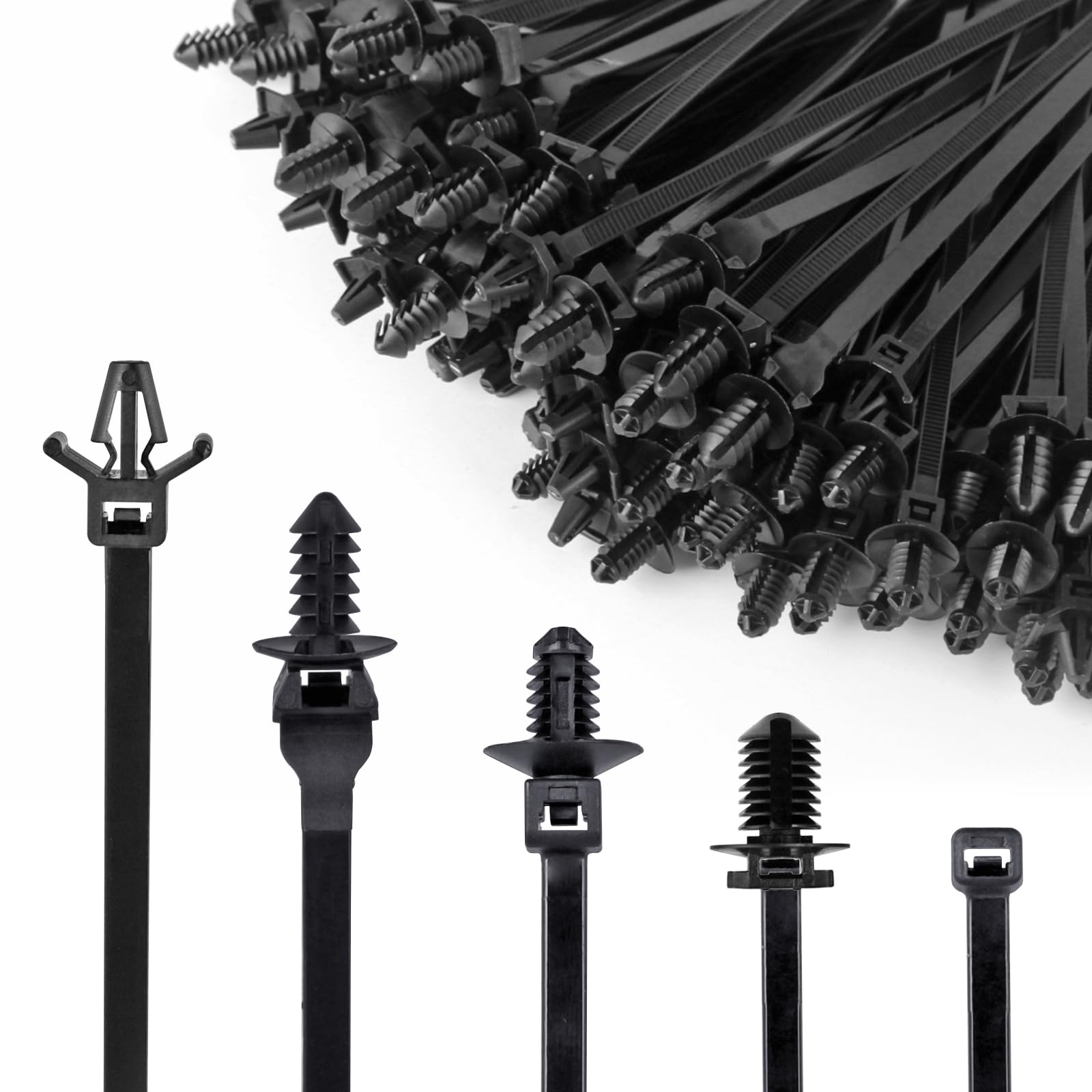 Xislet 160Pcs Nylon Universal Cable Tie Buckle Zip Tie Clips for - Product Imagery