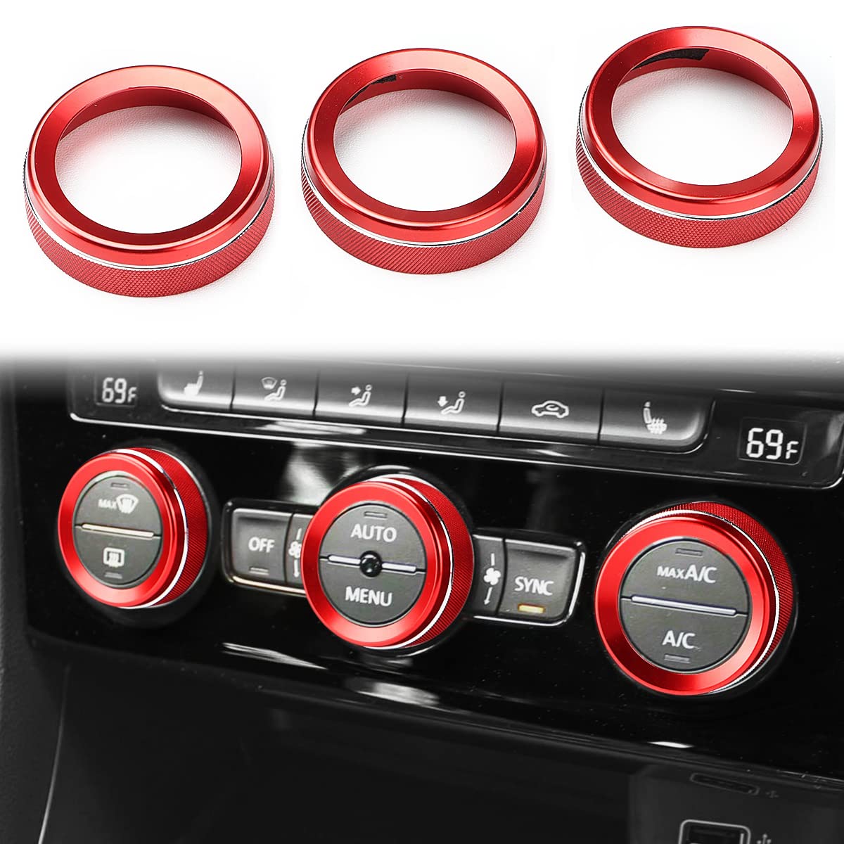 Auovo AC Knob Covers Compatible with Volkswagen VW Accessories - Product Imagery