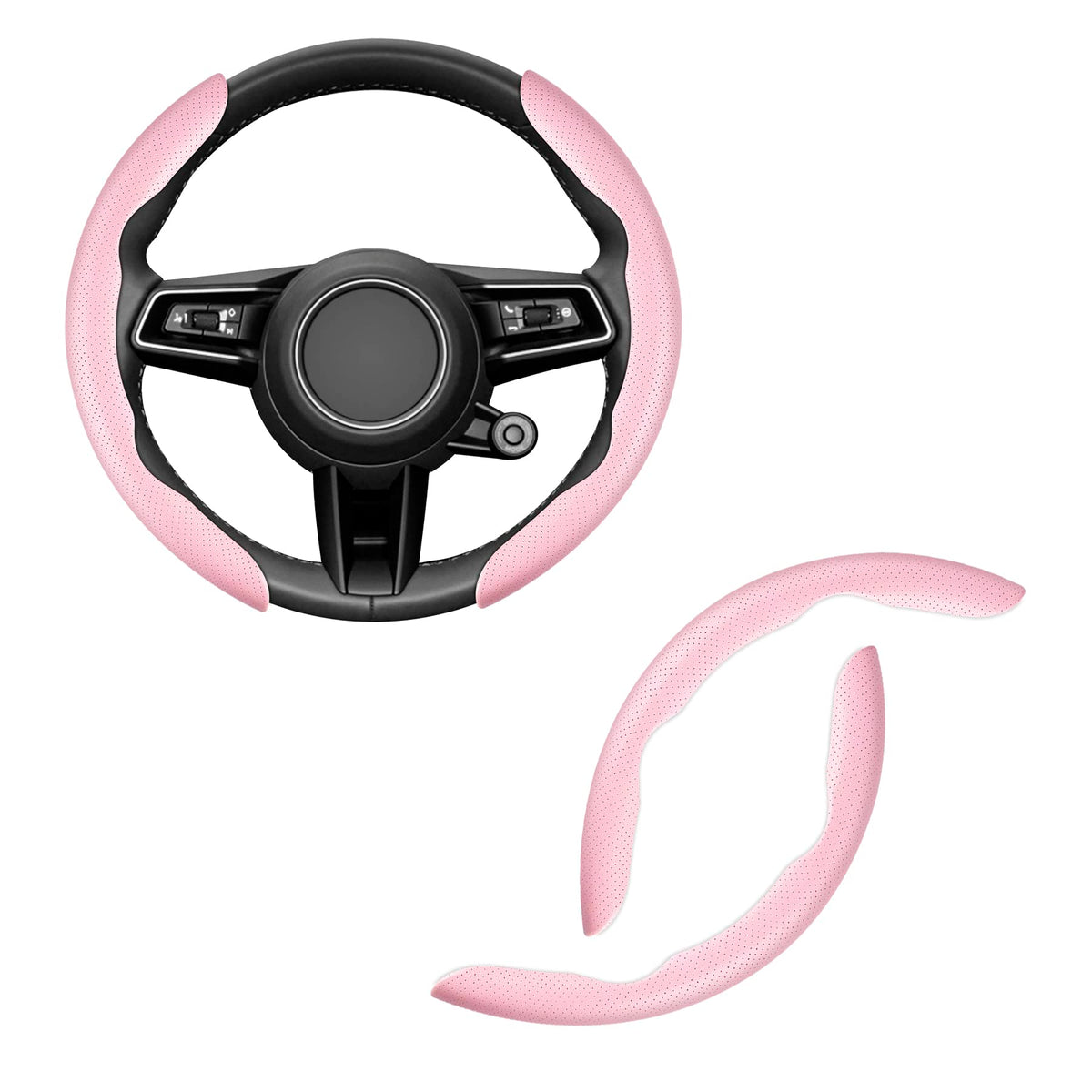 Amiss Car Nappa Leather Steering Wheel Cover, Segmented Steering - Product Imagery