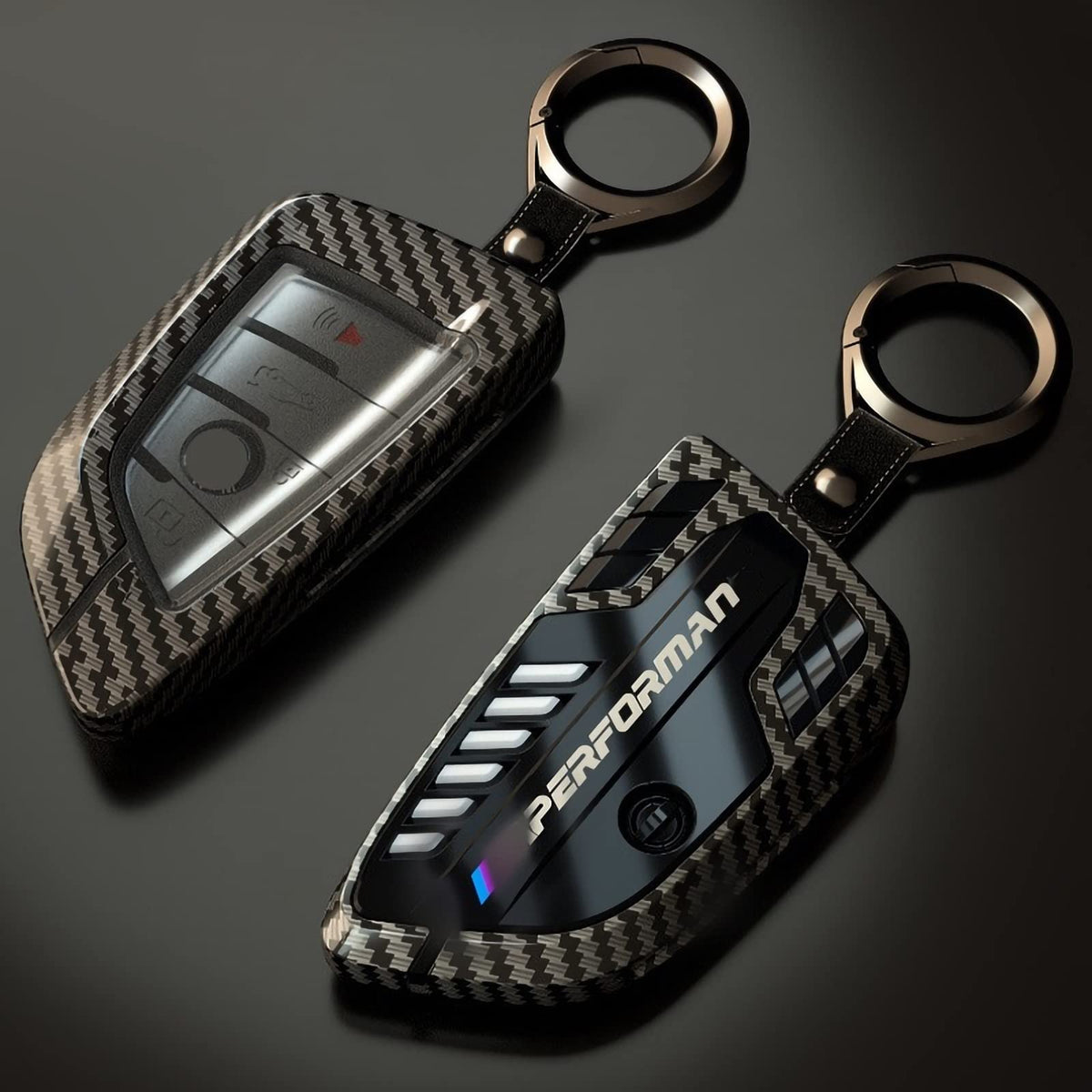 Phmnkl Alloy Car Key Case Rings Cover Holder for BMW 1 3 5 7 - Product Imagery