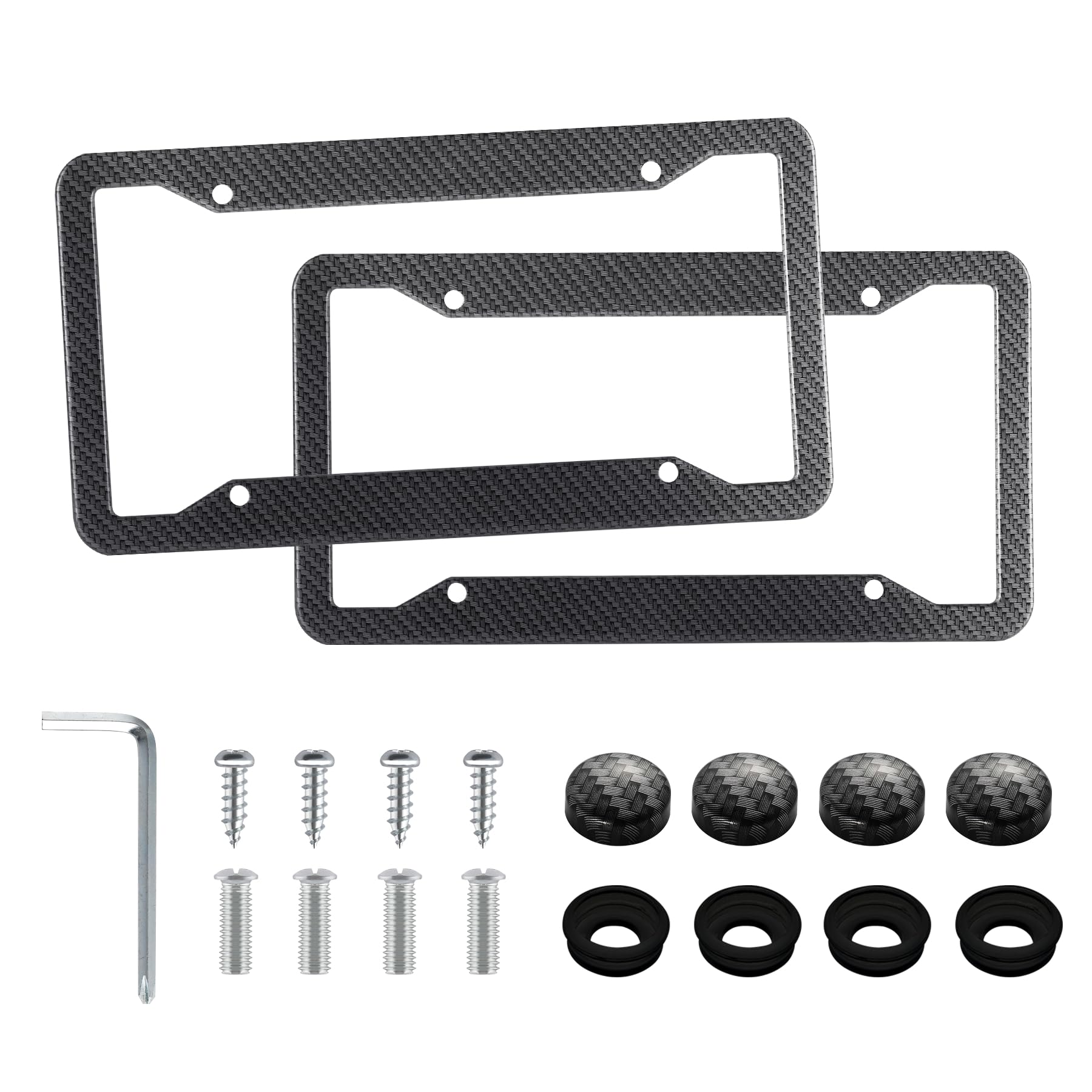 LivTee Carbon Fiber License Plate Frames, 2PCS Car License Plate - Product Imagery